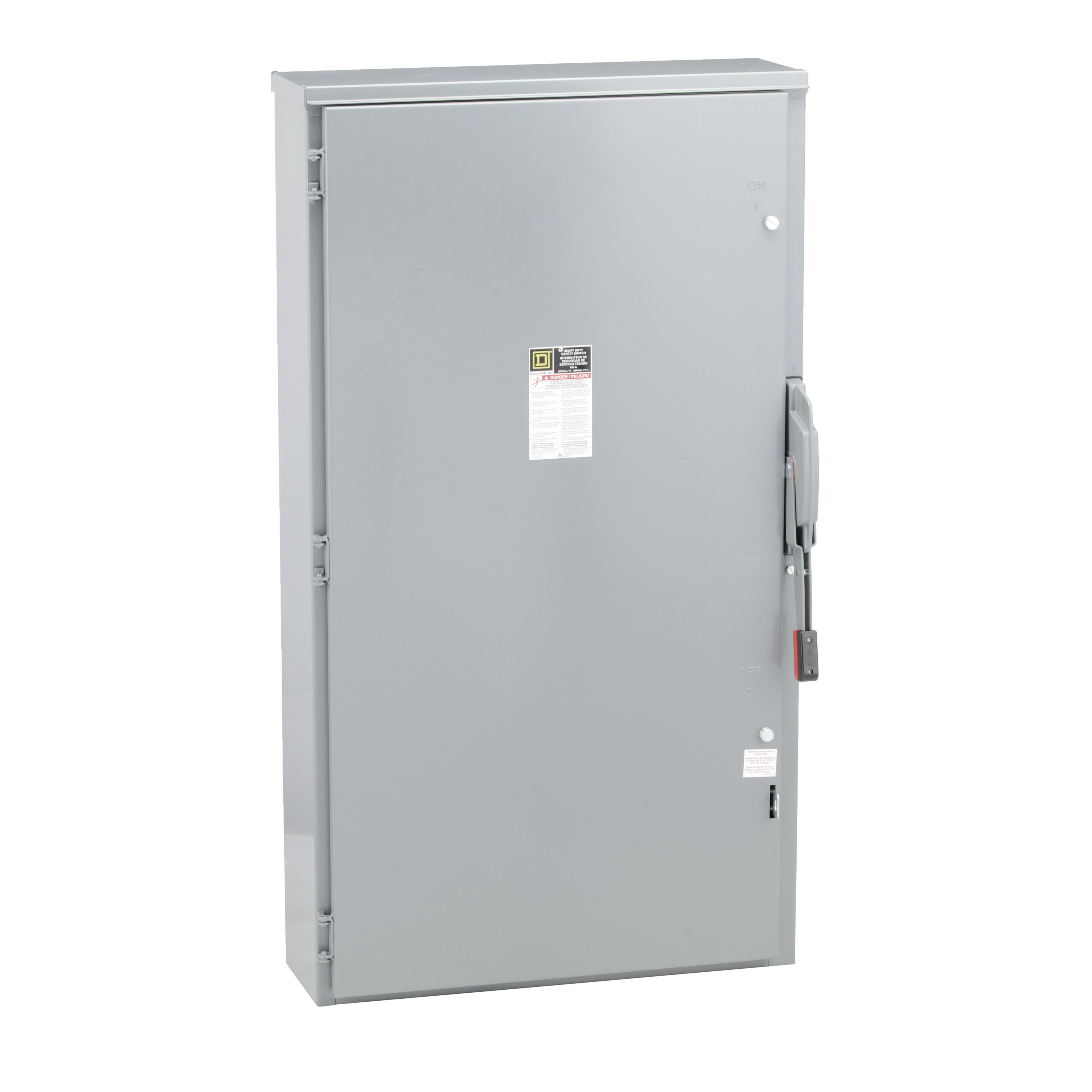Square D™ HU366R E4 Series Heavy Duty Iceproof Non-Fusible Rainproof Sleetproof Safety Switch, 600 V AC/DC, 600 A, 50 hp, 500 hp, 3PST Contact, 3 Poles