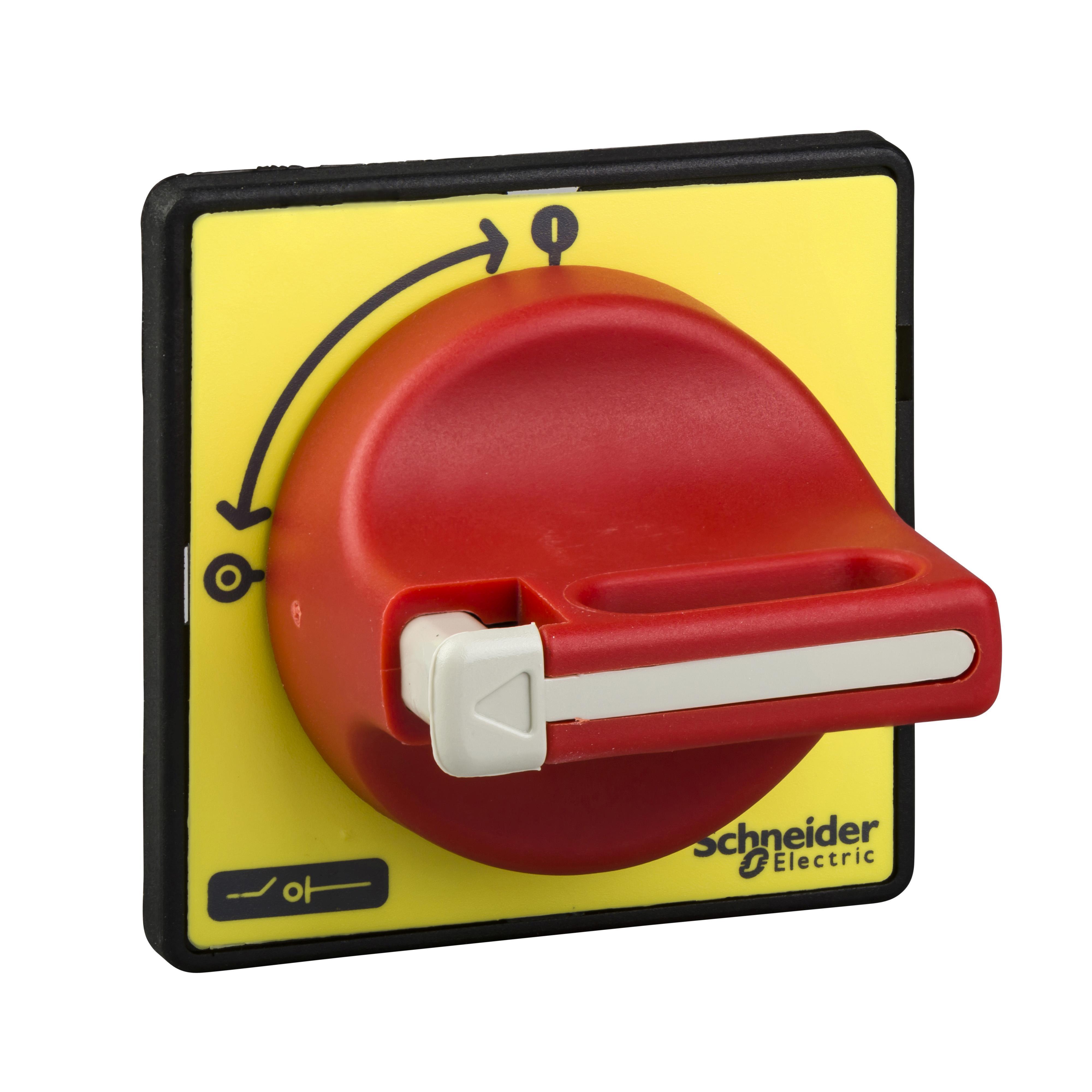 Square D™ KCF1PZ KCF Front Screw Mount Rotary Handle, 2.36 in W x 2.36 in H, Red/Yellow