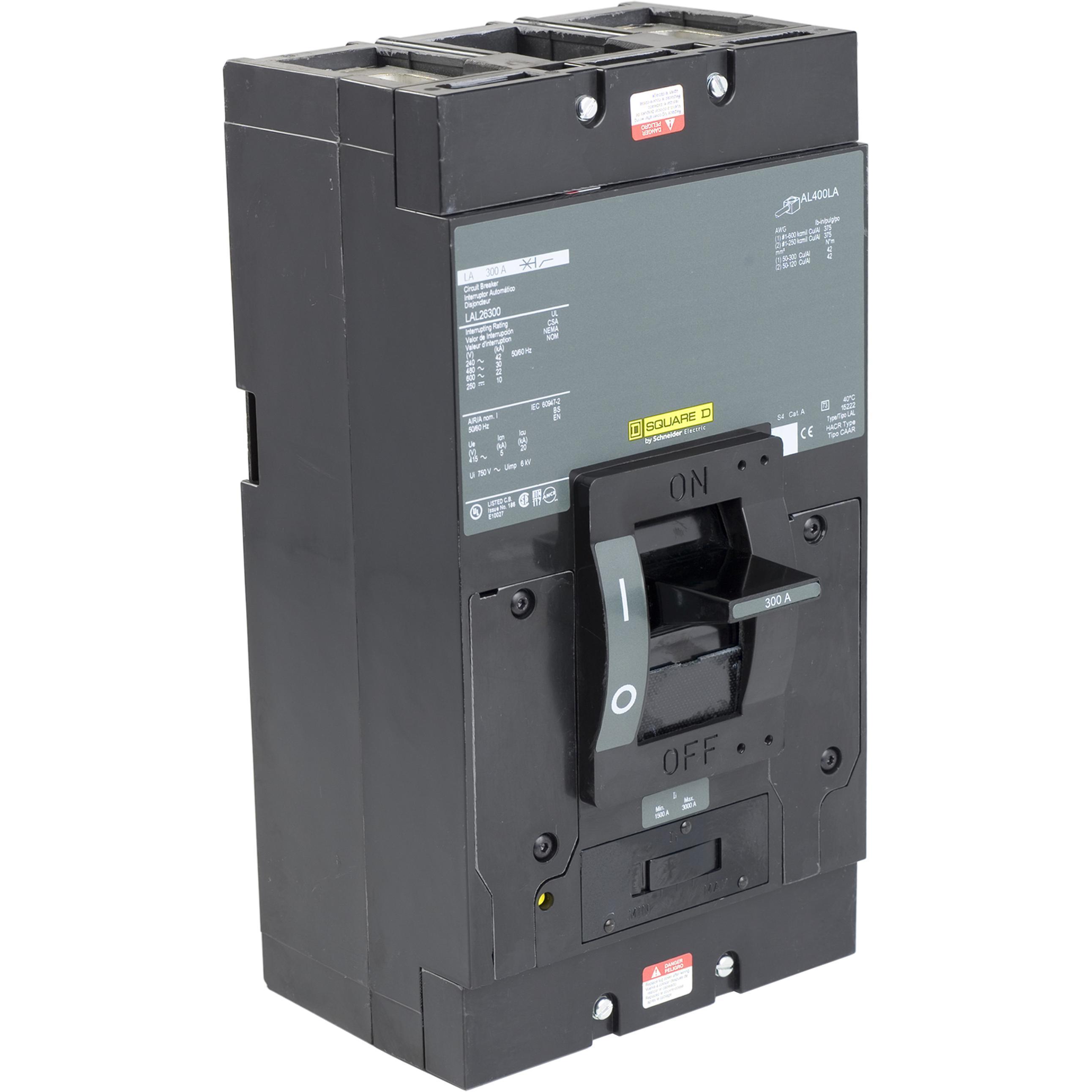 Square D™ I-Line™ PowerPact™ LAL26250 Type LAL Molded Case Circuit Breaker, 600 V AC/250 V DC, 250 A, 22 kA Interrupt, 2 Poles, Thermal Magnetic Trip