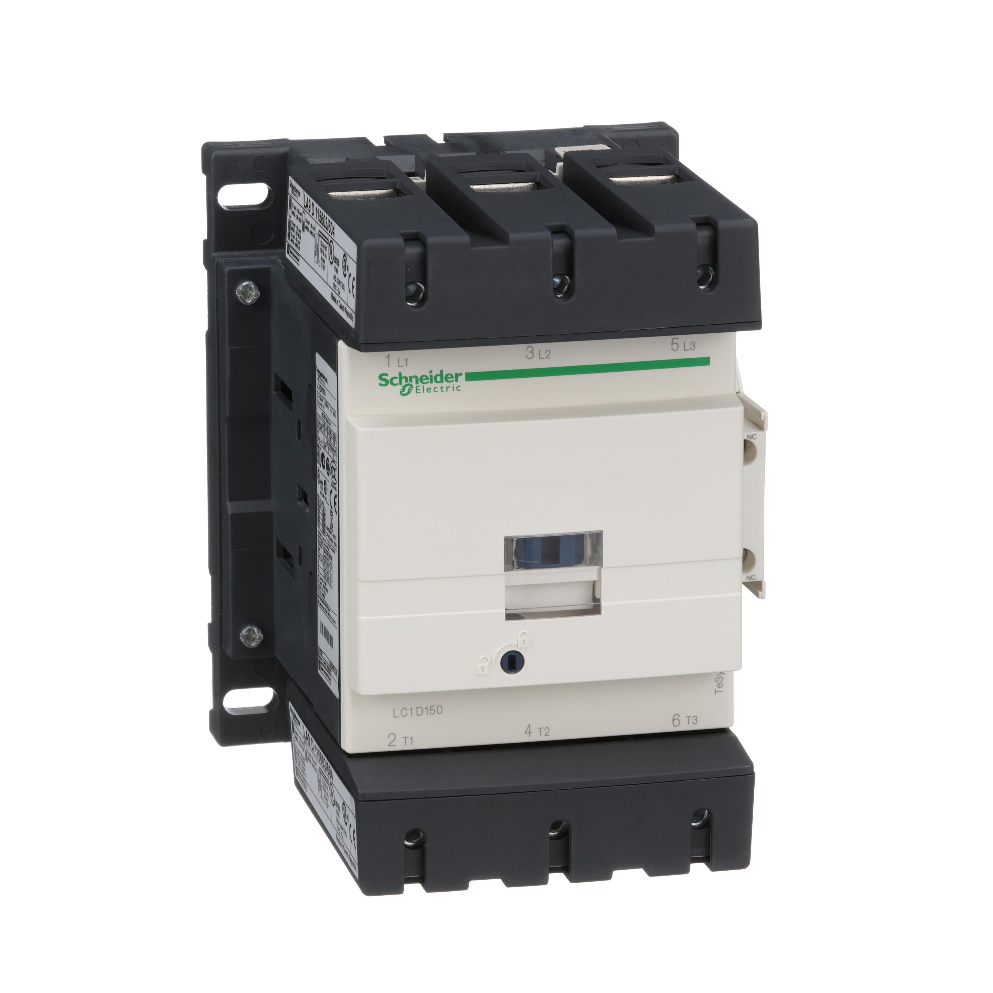 Square D™ TeSys™ D LC1D150G7 D-Line IEC Contactor, 120/1000 V AC, 300 V DC V Coil, 150/200 A, 3NO Contact, 3 Poles