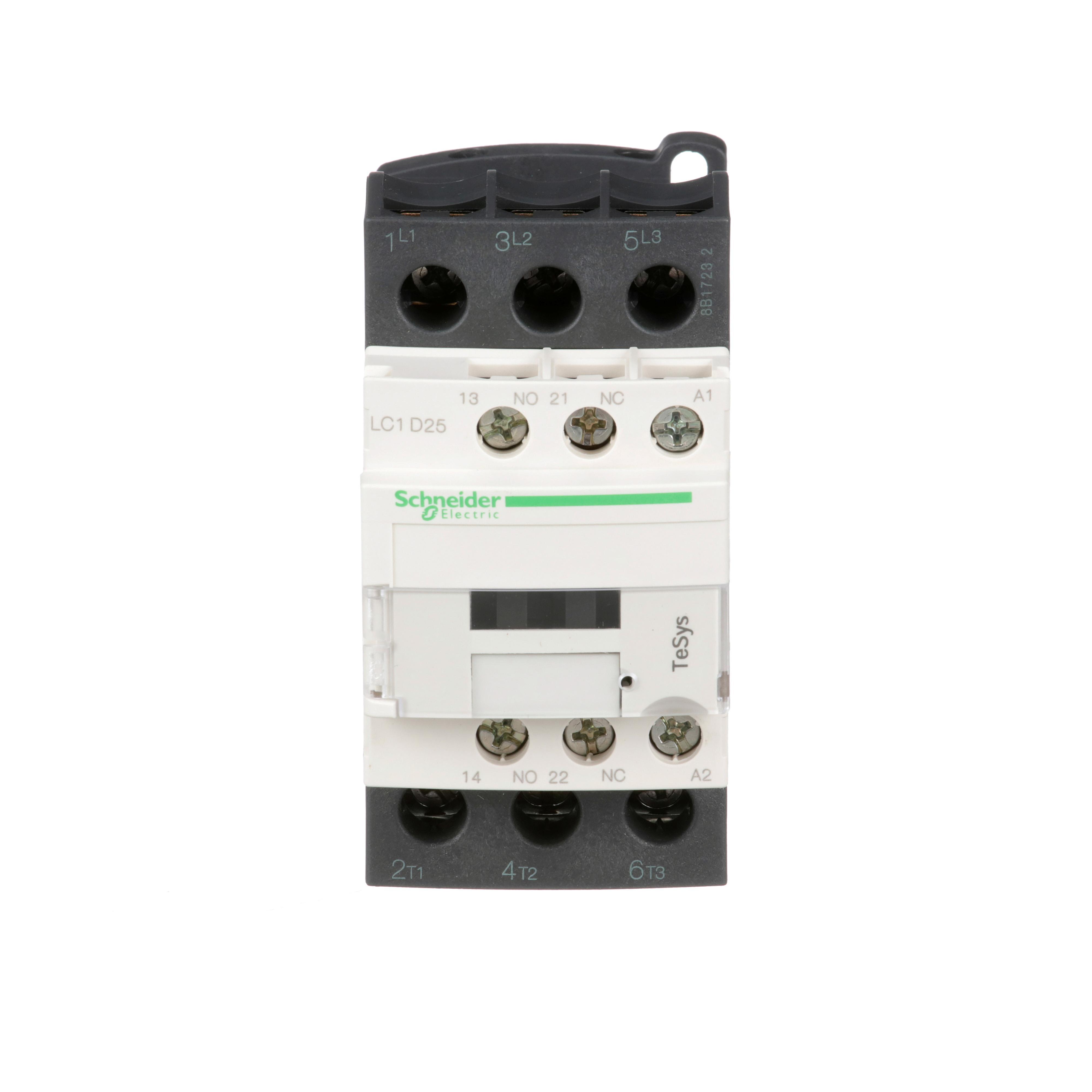 Square D™ TeSys™ D LC1D25U7 Direct On-Line Standard IEC Contactor, 240/690 V AC, 300 V DC V Coil, 25/40 A, 3NO Contact, 3 Poles