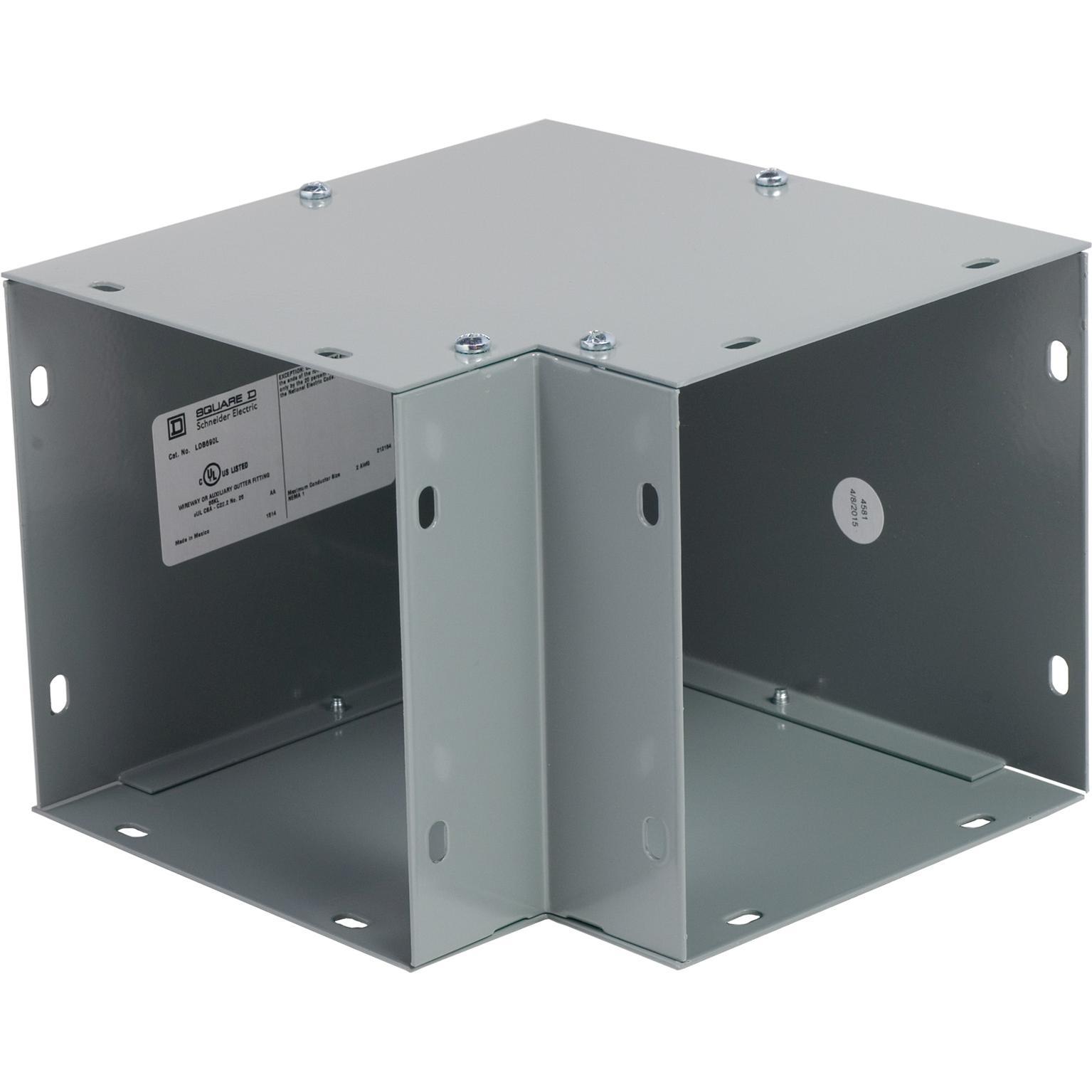 Square D™ Square-Duct™ LDB690L Wireway Elbow, 6 in W x 6 in H, 90 deg Bend, Steel/Polyester