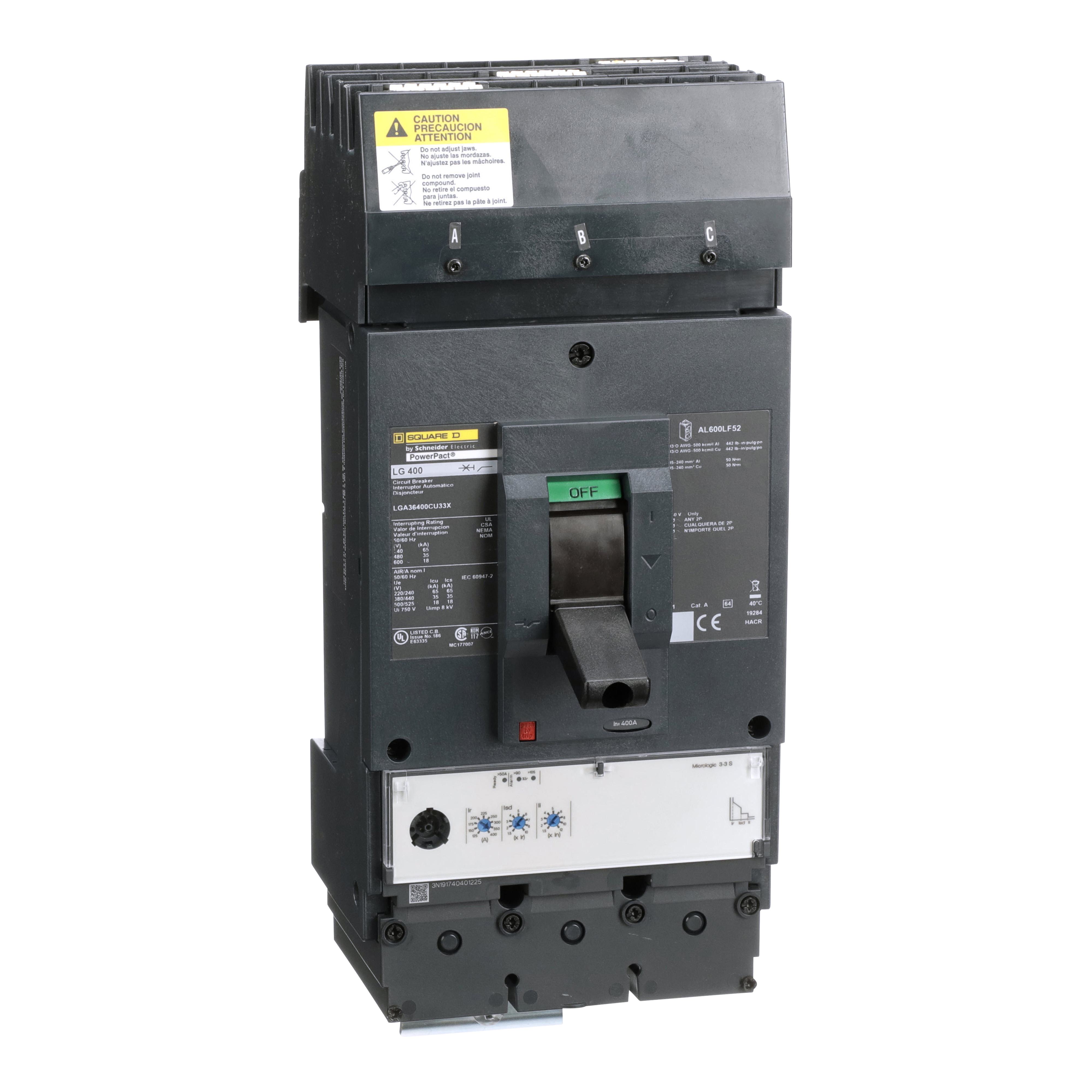 Square D™ LGA36400CU33X Molded Case Circuit Breakers