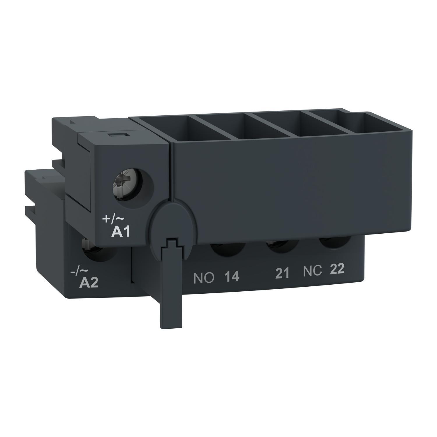 Square D™ LU9BN11 2-Pole Control Terminal Block, For Use With LUB120 and LUB320 Power Base, 1NO-1NC Contact, <=400 Hz, Screw Terminal, -25 to 70 deg C Operating