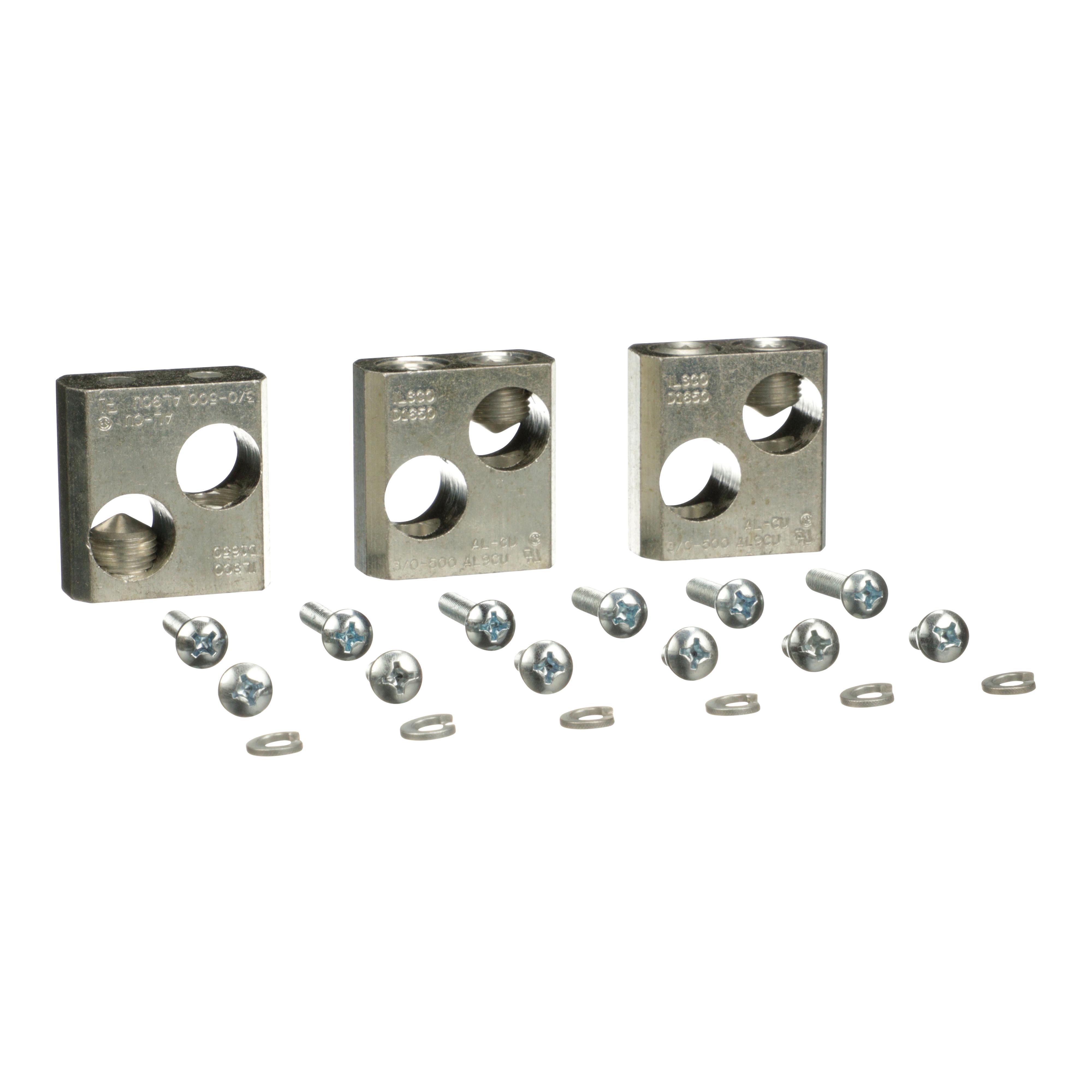 Square D™ Meter-Pak™ MMLK500 Lug Kit, (2) 3/0 AWG to 500 kcmil Capacity, Steel
