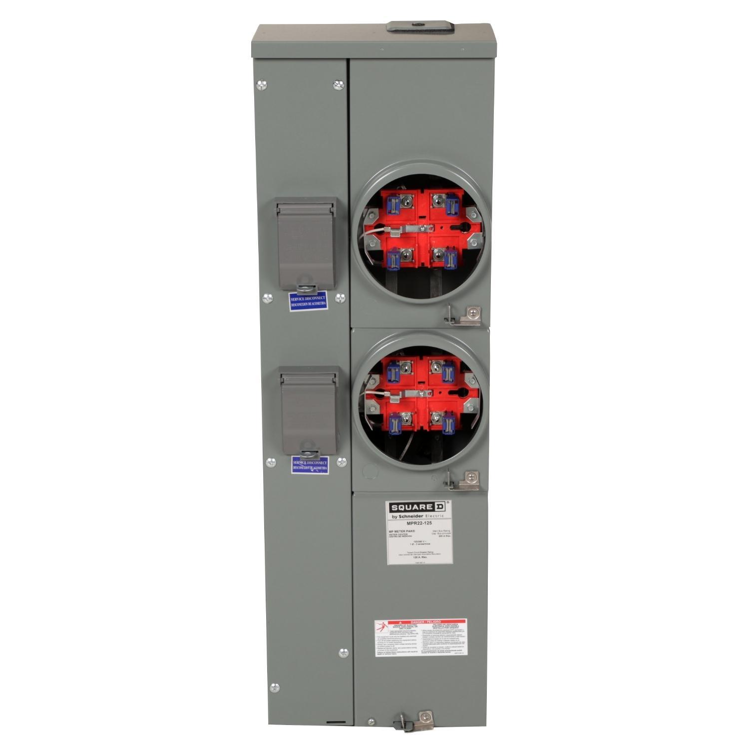 Square D™ Meter-Pak™ MPR22125 MP Series 2-Position 3-Wire Meter Center, 240 V AC, 125 A, 1 Phase, NEMA 3R Enclosure