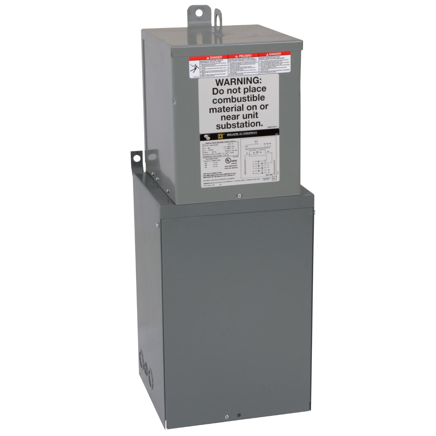 Square Dв„ў MPUB10S40F Mini Power-Zone, 480 V AC Primary, 120/240 VAC Secondary, 10 kVA Power Rating, 1 ph Phase
