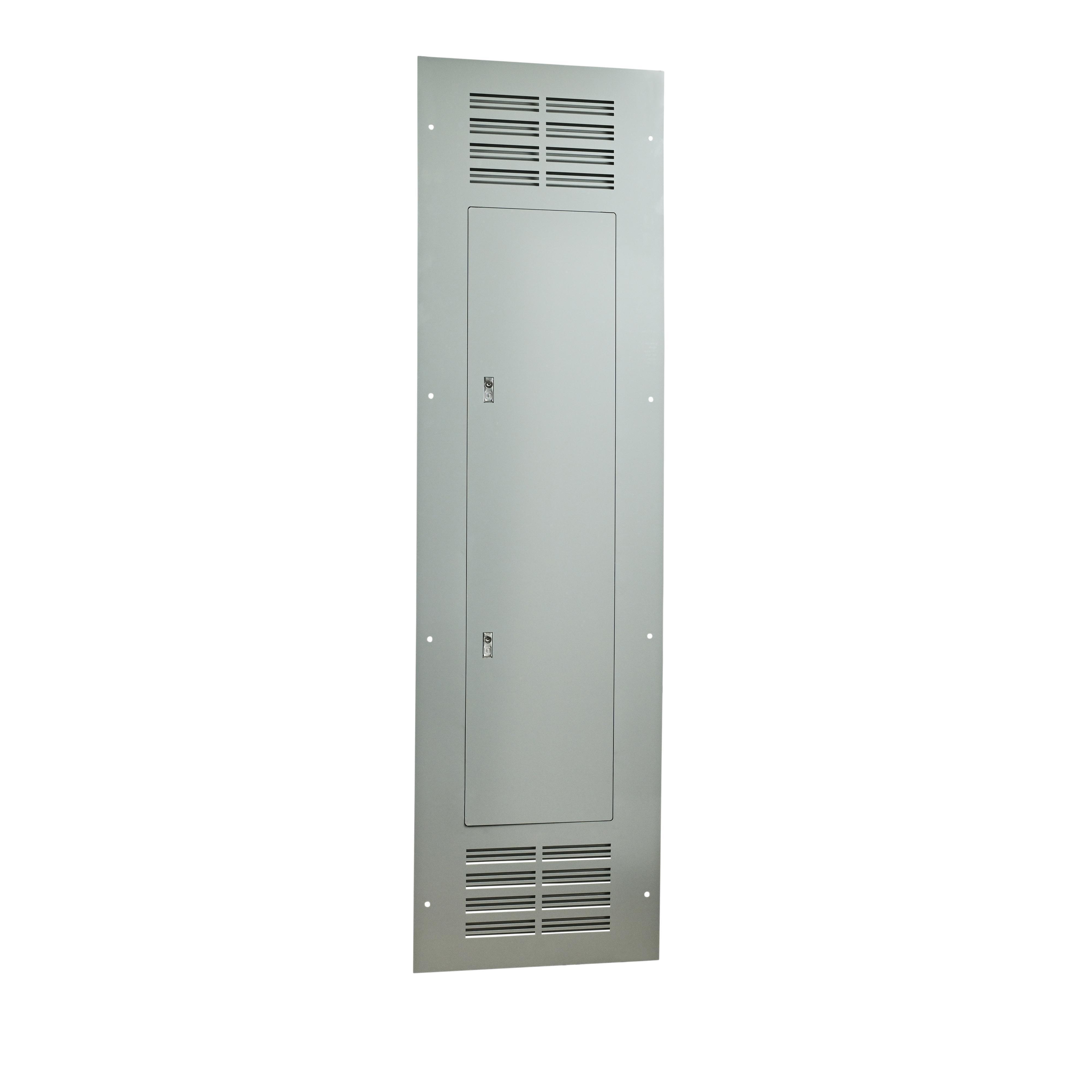 Square D™ NC74VF Ventilated Trim Front, 74 in L x 20 in W, For Use With Mono Flat™ NQ/NF Circuit Breaker Panelboard, Steel, Flush Mount