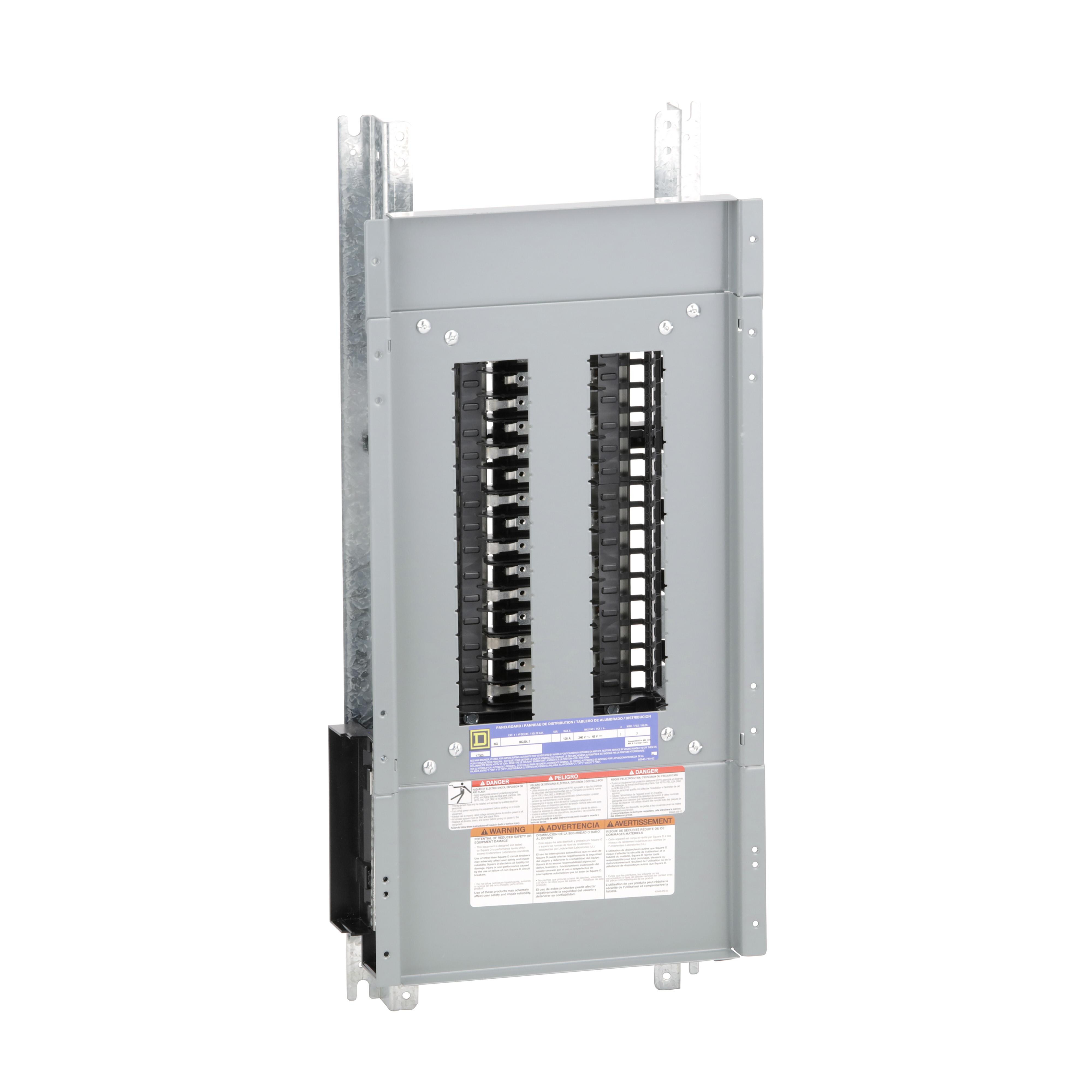 Square D™ NQ30L1 1-Phase Panelboard Interior, 240 V AC/48 V DC, 100 A, 30 Spaces, 100000 A SCCR