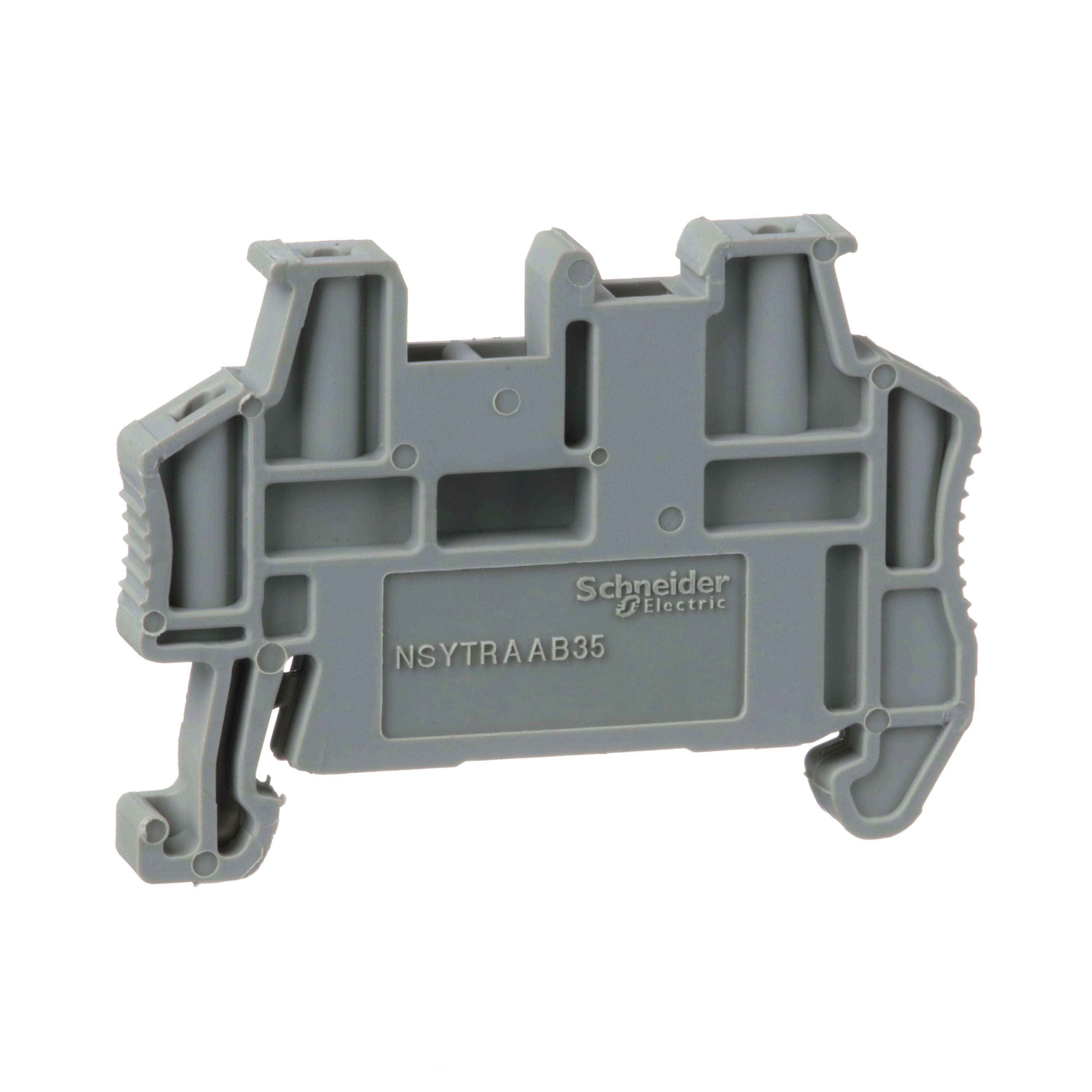 Square D™ Linergy™ NSYTRAAB35 Markable Terminal Block End Stop, For Use With TRV Series 35 mm DIN Rail Terminal Block, 5.15/48.5 mm Size, Clip-On/Snap-On Mounting, Plastic, Gray