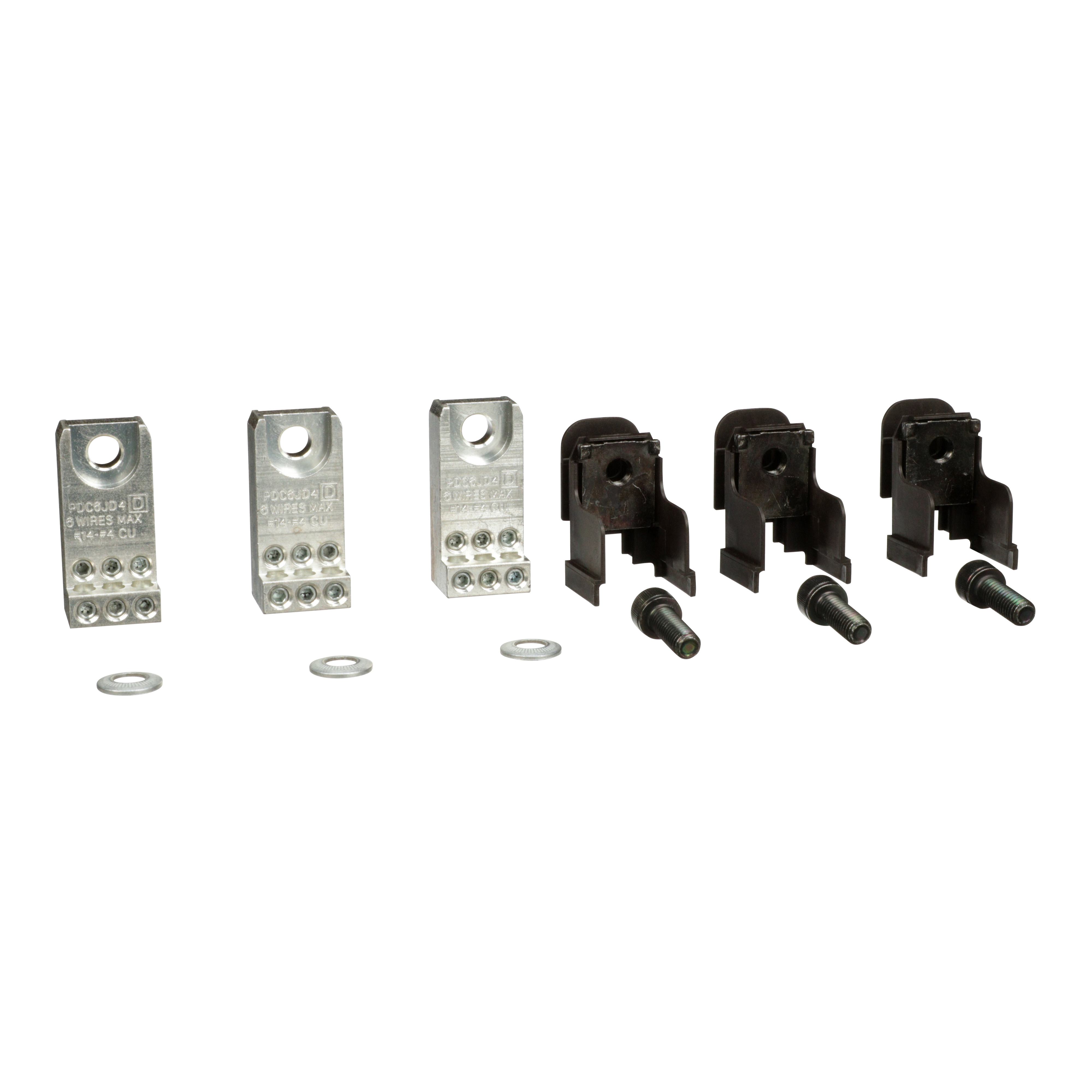 Square D™ PowerPact™ PDC6JD4 3-Piece Power Distribution Connector Kit, For Use With JD, JG, JJ, JL Frame Molded Case Circuit Breaker