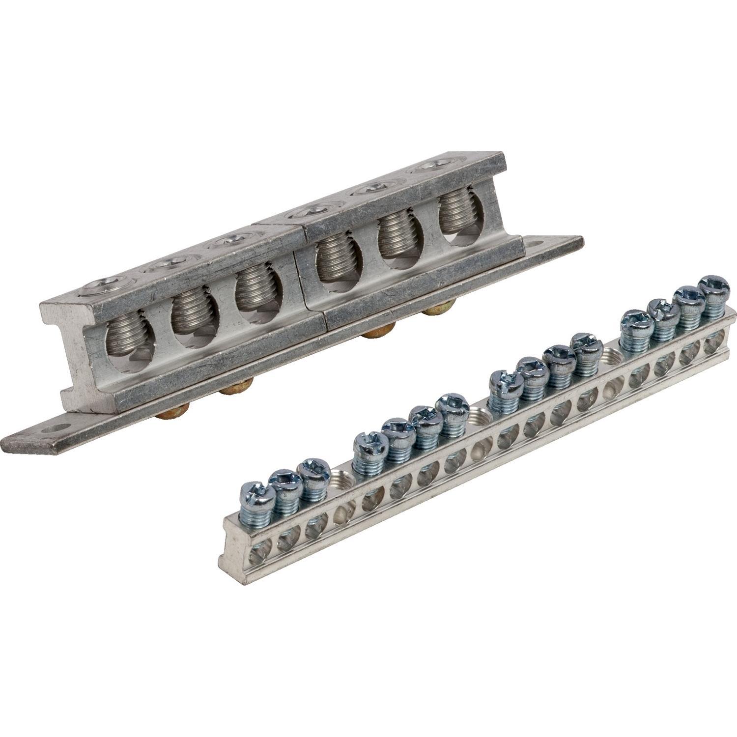 Square D™ PK15GTA6 1-Phase Direct Mount Ground Bar Assembly, 5.88 in L, (2) 14 to 12 AWG, (1) 14 to 4 AWG, (2) 12 to 10 AWG, (1) 12 to 4 AWG, 6 to 3/0 AWG Aluminum/Copper Conductor, 15 Terminals, For Use With Homeline™ Loadcenter and QO™ Circuit Breaker
