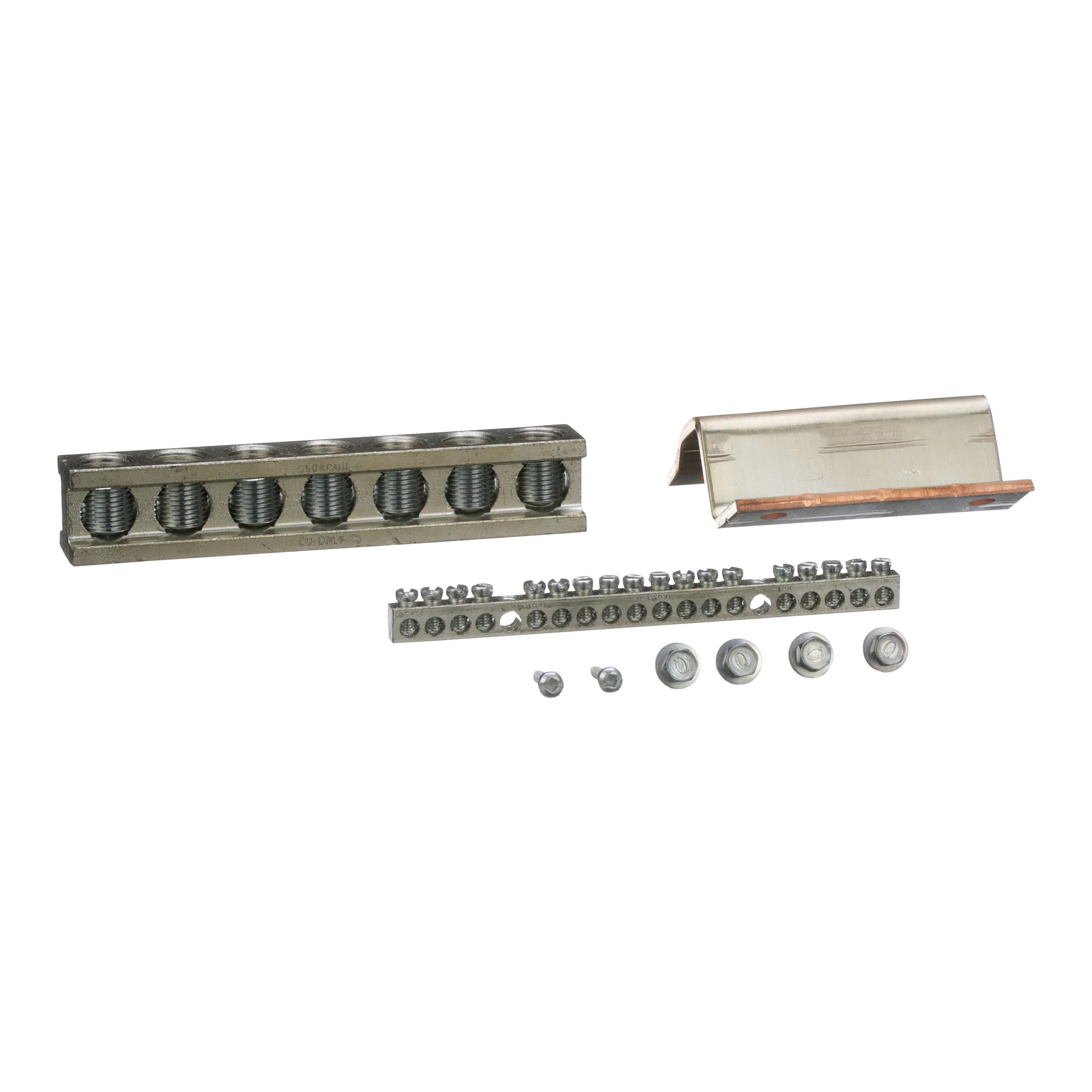 Square D™ PK32DGTACU Ground Bar Kit, For Use With I-Line™ HCM, HCP, HCR-U Series Panelboard, 4 AWG to 250 kcmil, 12 to 4 AWG Al/Cu, Panel Mount, Aluminum/Copper