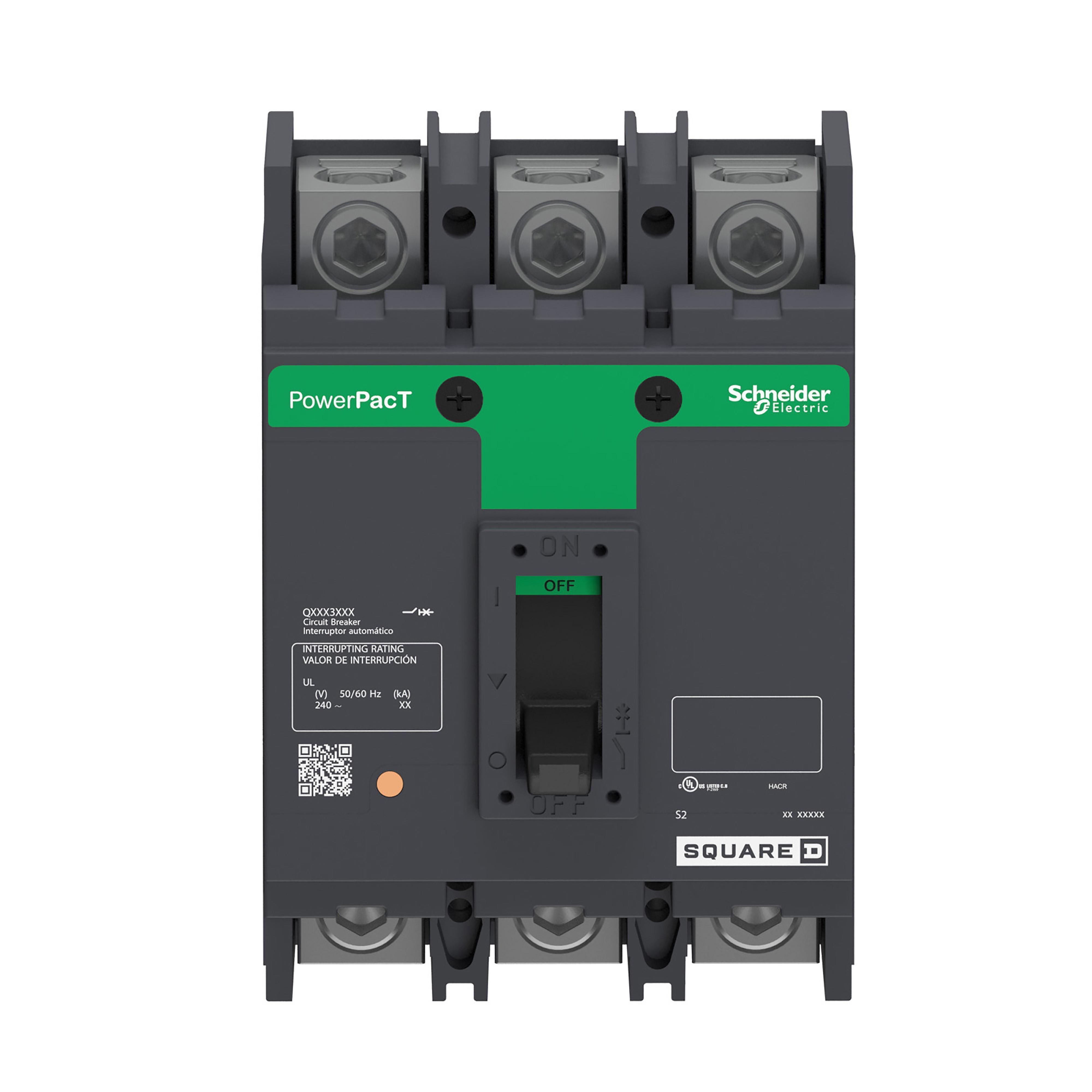 Square D™ QBL32100 Standard Molded Case Circuit Breaker, 240 V AC, 100 A, 10 kA Interrupt, 3 Poles, Thermal Magnetic Trip