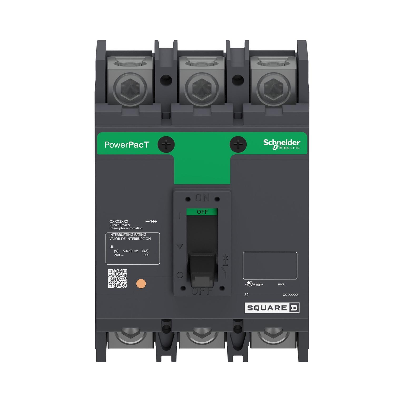 Square D™ PowerPact™ Q QBP32225TM Type QBP Molded Case Circuit Breaker, 240 V AC, 225 A, 10 kA Interrupt, 3 Poles, Thermal Magnetic Trip