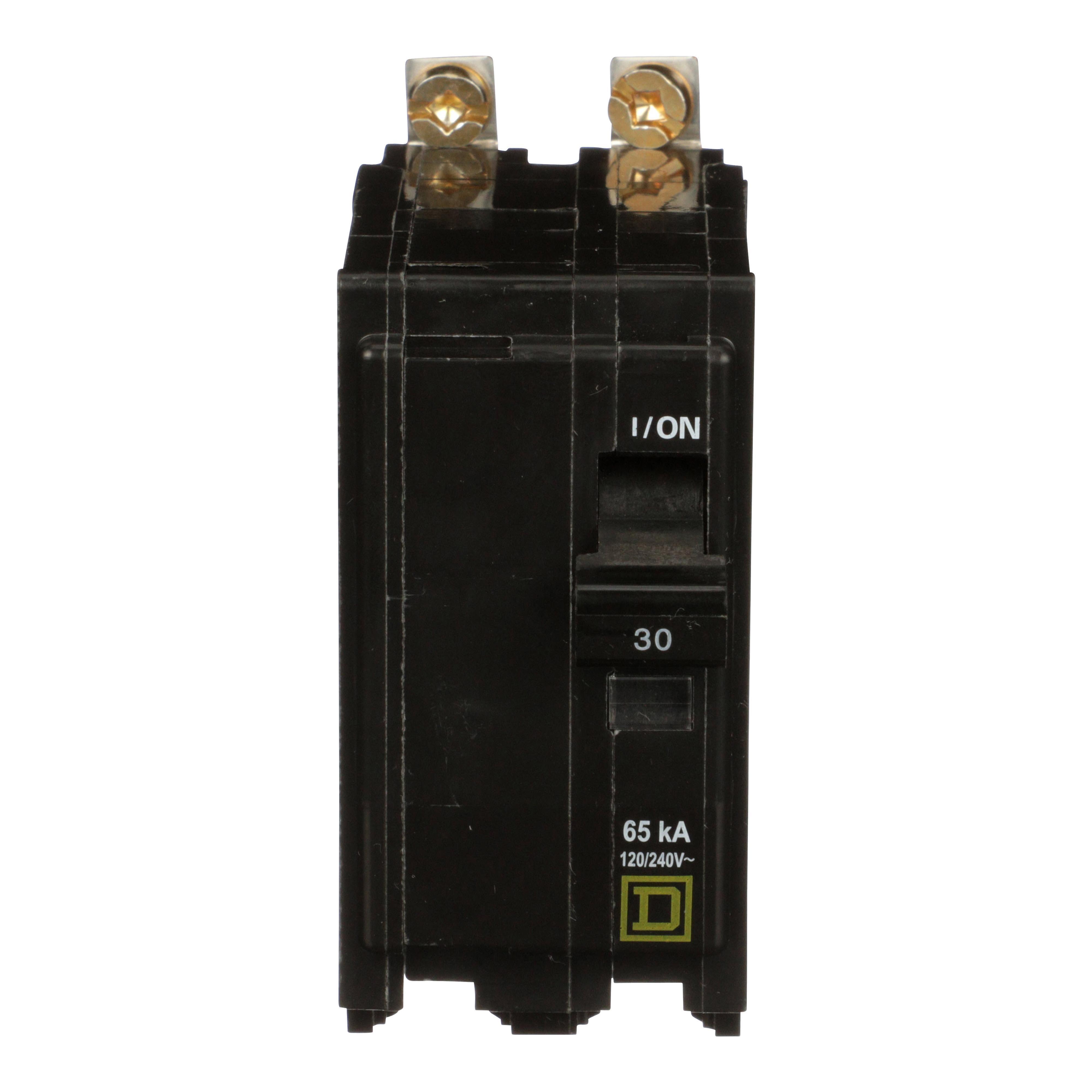 Square D™ QO™ QHB230 Type QHB Standard Miniature Circuit Breaker, 120/240 V AC, 30 A, 65 kA Interrupt, 2 Poles, Thermal Magnetic Trip
