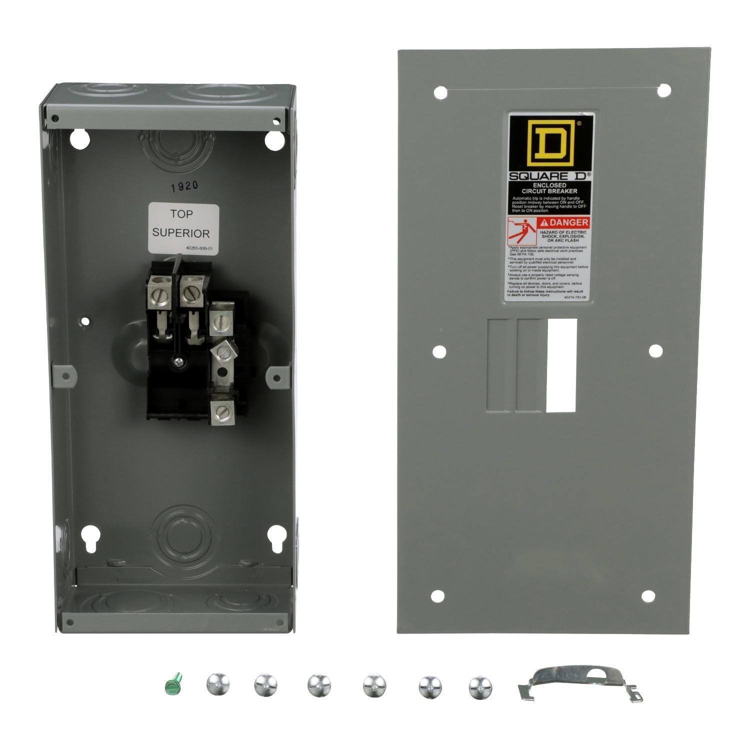 Square D™ QO® QO2100BNF 1-Phase Circuit Breaker Enclosure, 240 V AC, 100 A, 2 Poles, 22 kA Interrupt