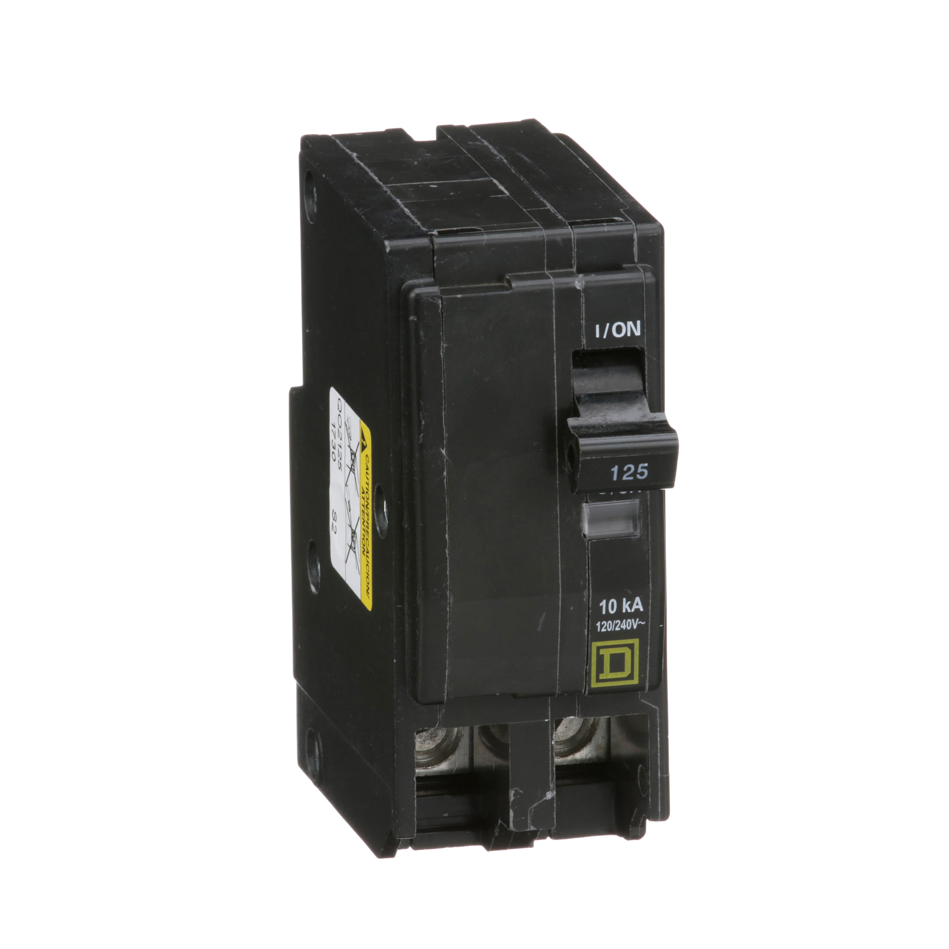 Square D™ QO2125 Standard Miniature Circuit Breaker, 120/240 V AC, 125 A, 10 kA Interrupt, 2 Poles, Thermal Magnetic Trip
