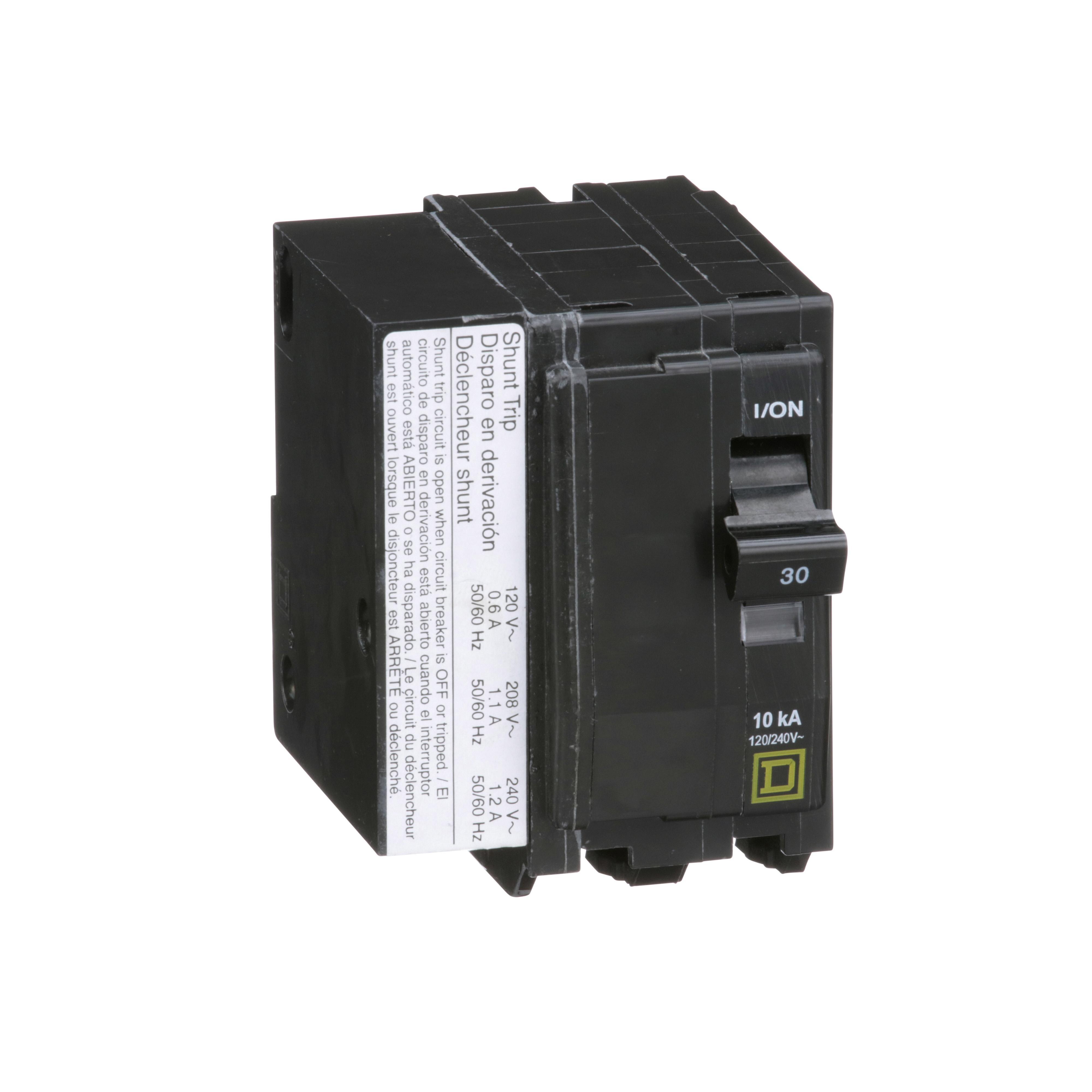 Square D™ QO™ QO2301021 Standard Miniature Circuit Breaker, 120/240 V AC, 30 A, 10 kA Interrupt, 2 Poles, Thermal Magnetic Trip
