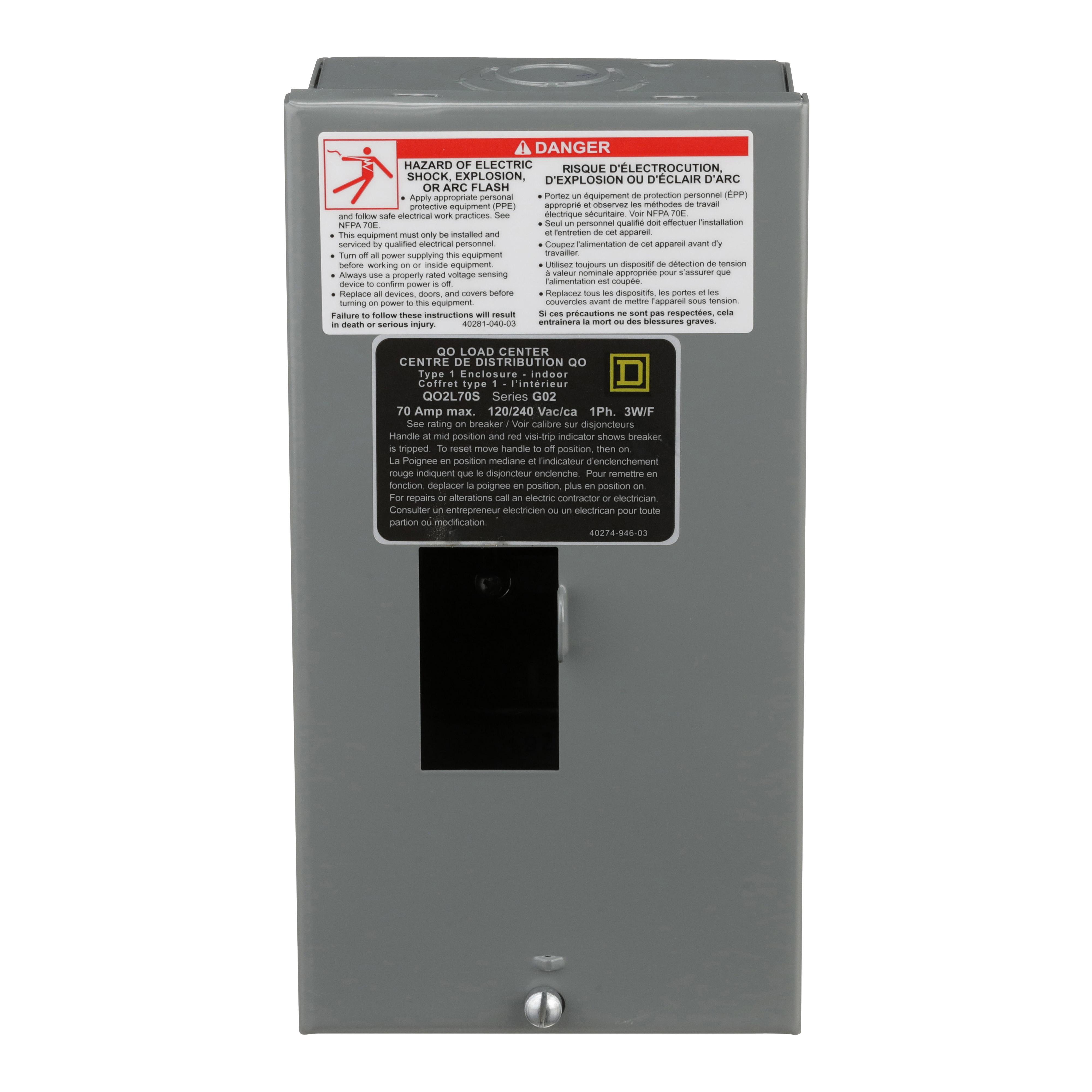 Square D™ QO2L70S Single Phase Main Lug Load Centers