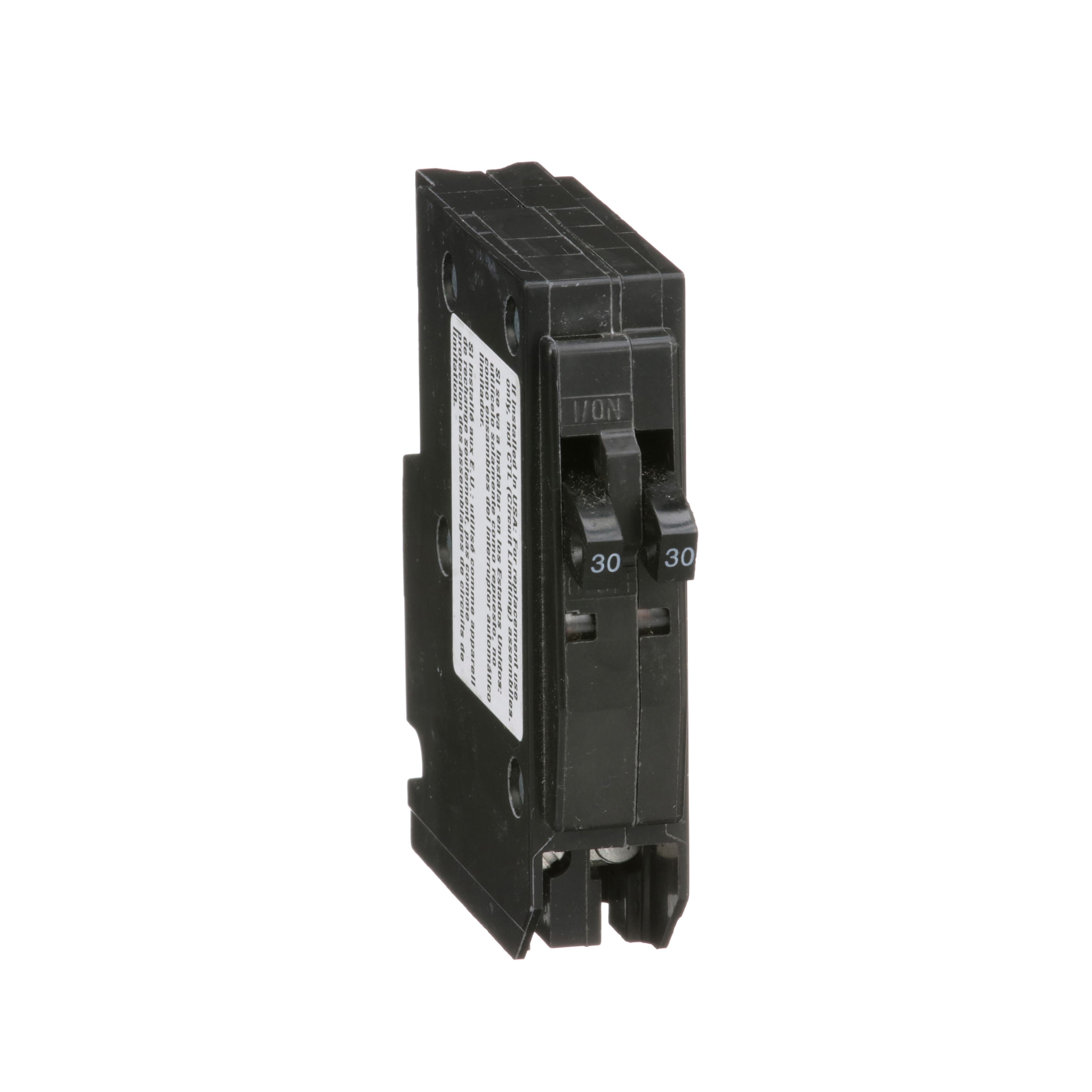 Square D™ QO™ QO3030 Replacement Tandem Miniature Circuit Breaker, 120/240 V AC, 30 A, 10 kA Interrupt, 1 Pole, Thermal Magnetic Trip