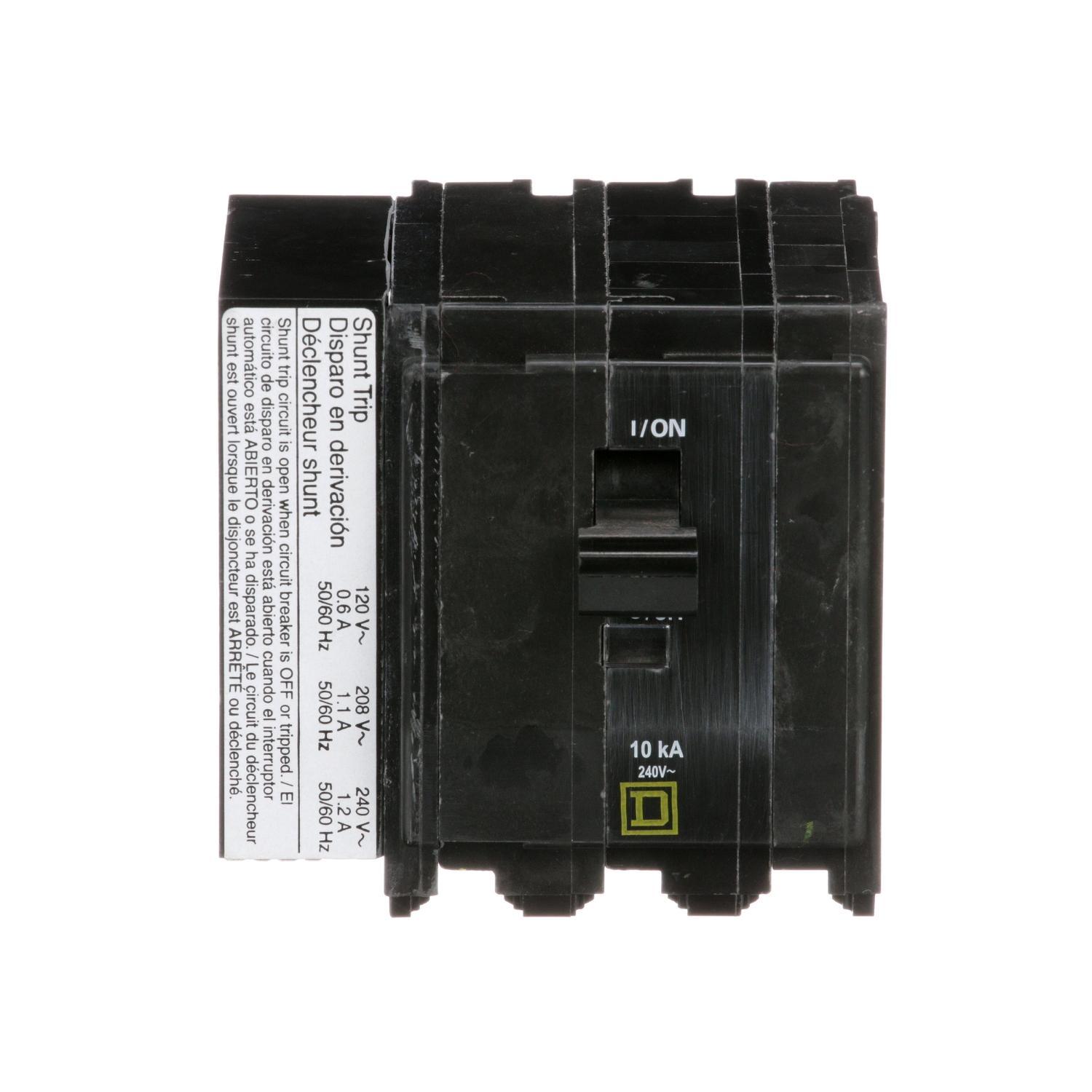 Square D™ QO™ QO3801021 Type QO Standard Miniature Circuit Breaker, 240 V AC, 80 A, 10 kA Interrupt, 3 Poles, Thermal Magnetic Trip