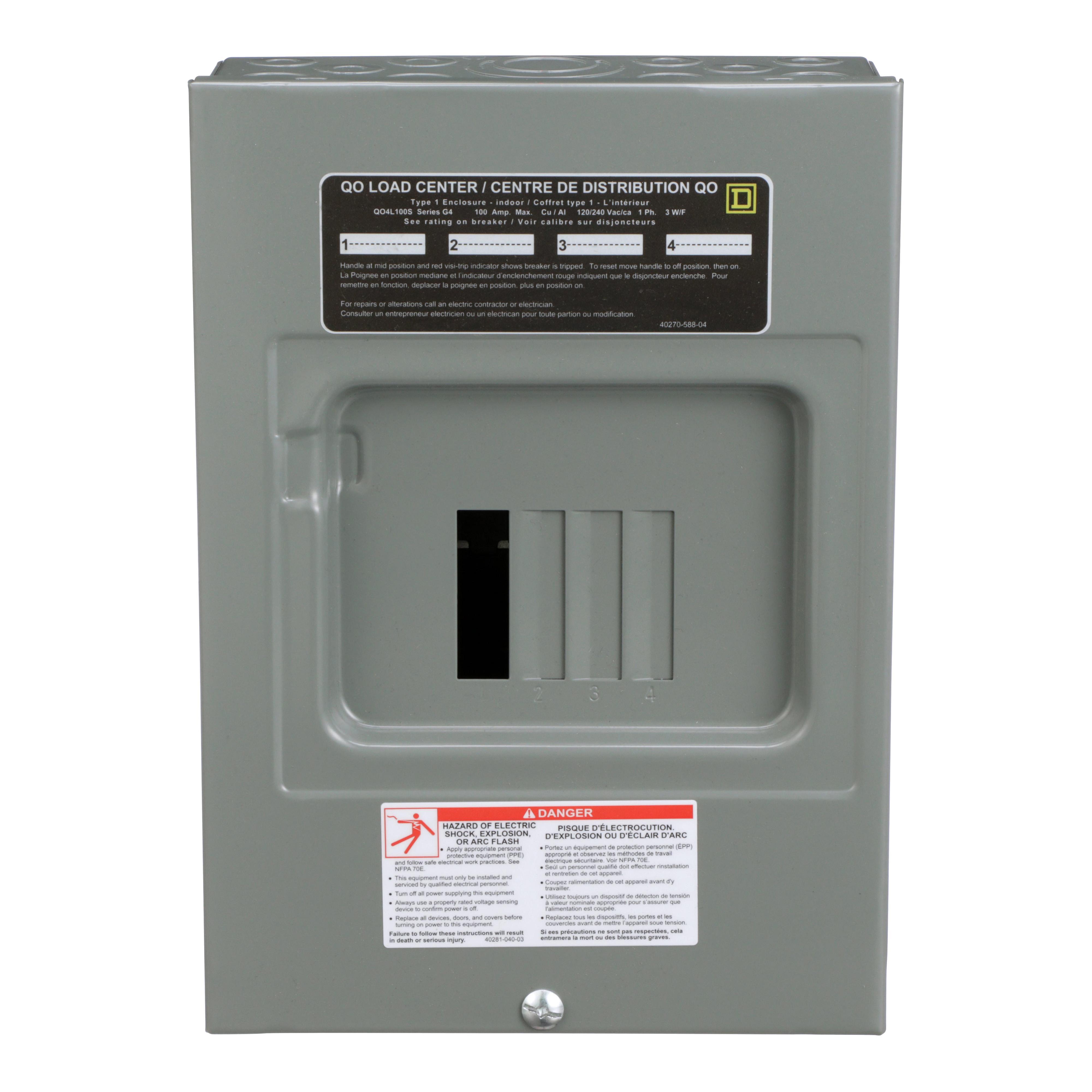Square D™ QO4L100S Single Phase Main Lug Load Centers