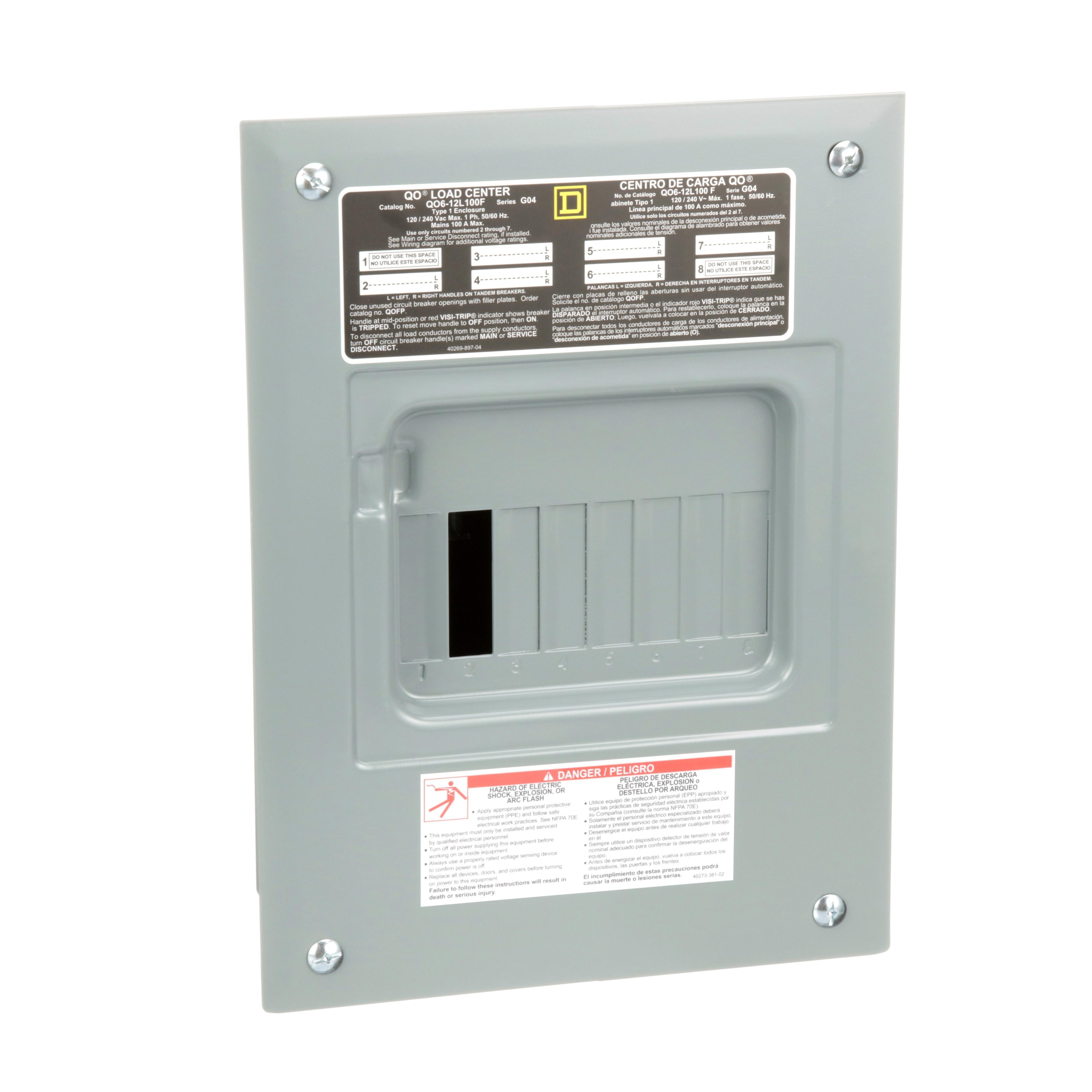 Square D™ QO612L100F Single Phase Main Lug Load Centers