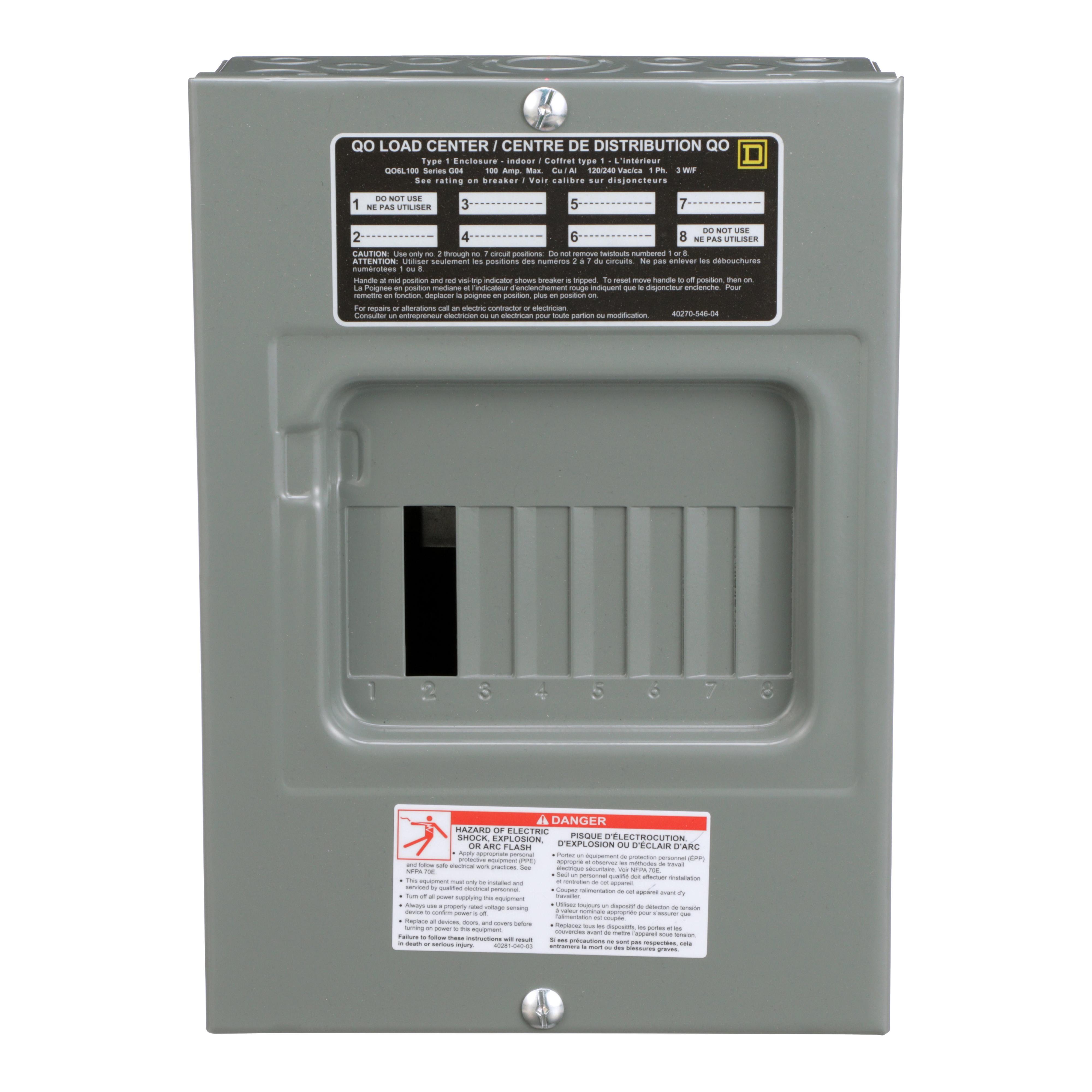 Square D™ QO6L100S Single Phase Main Lug Load Centers