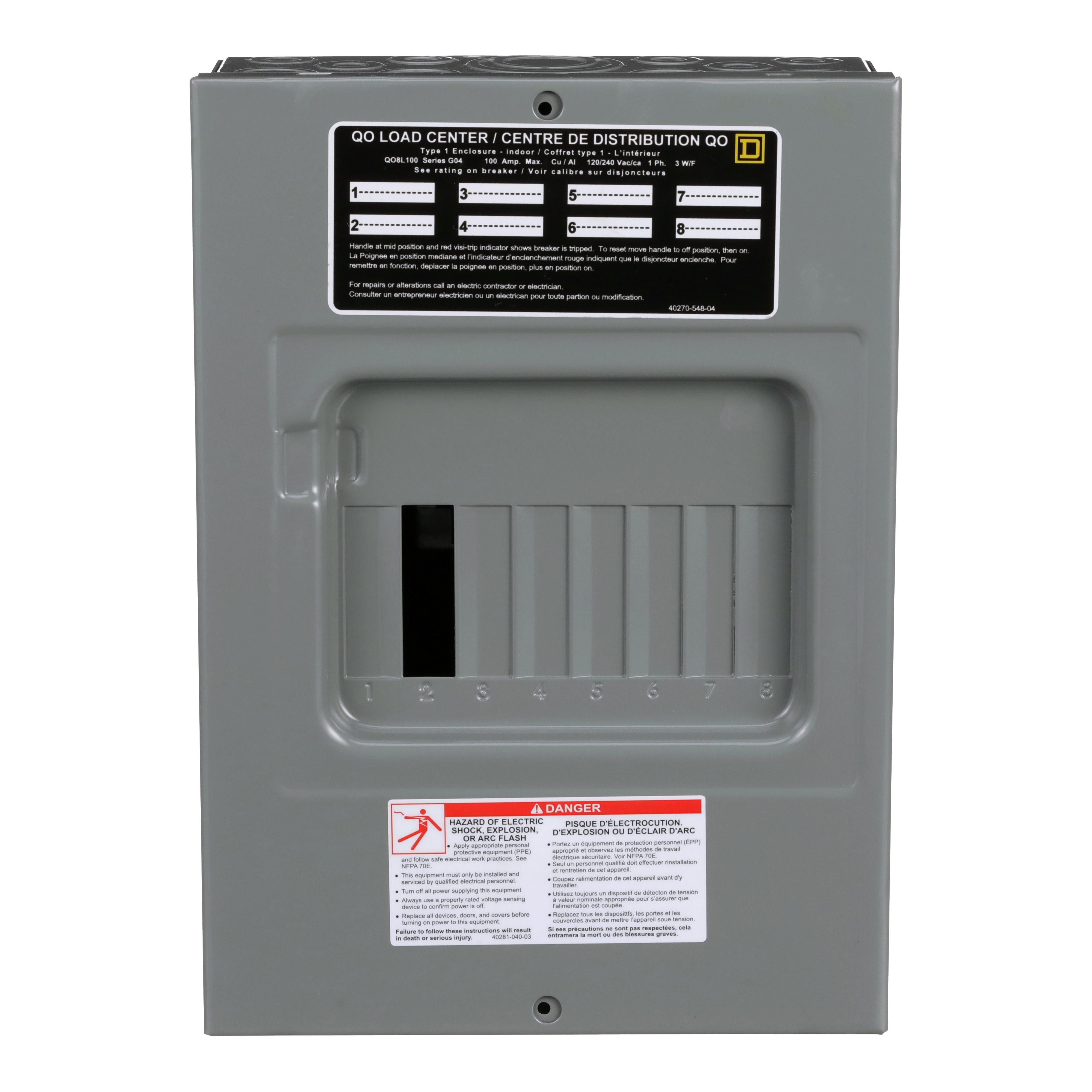 Square D™ QO8L100S Single Phase Main Lug Load Centers