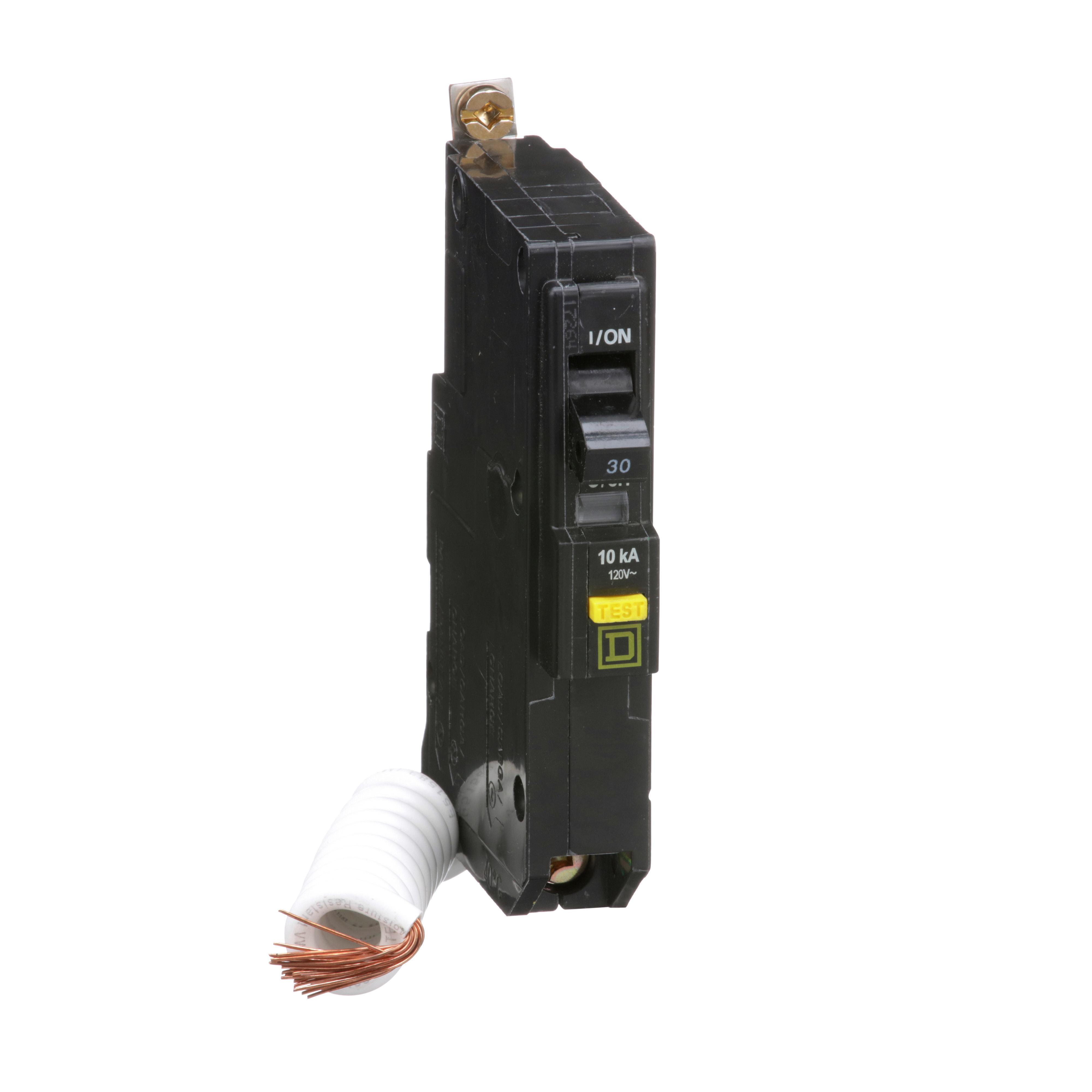 Square D™ QO™ QOB130GFI Class A Ground Fault Protecting Miniature Circuit Breaker, 120 V AC, 30 A, 10 kA Interrupt, 1 Pole, Thermal Magnetic Trip