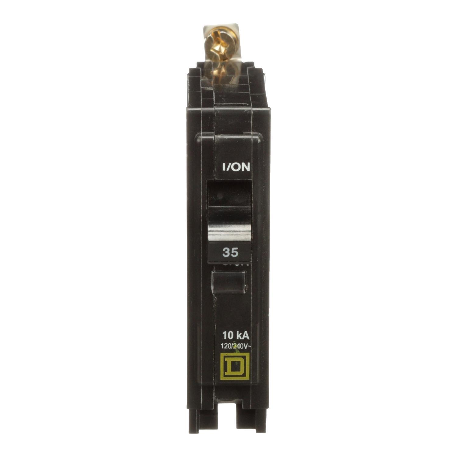 Square D™ QO™ QOB135 Type QOB Standard Miniature Circuit Breaker, 120/240 V AC, 35 A, 10 kA Interrupt, 1 Pole, Thermal Magnetic Trip