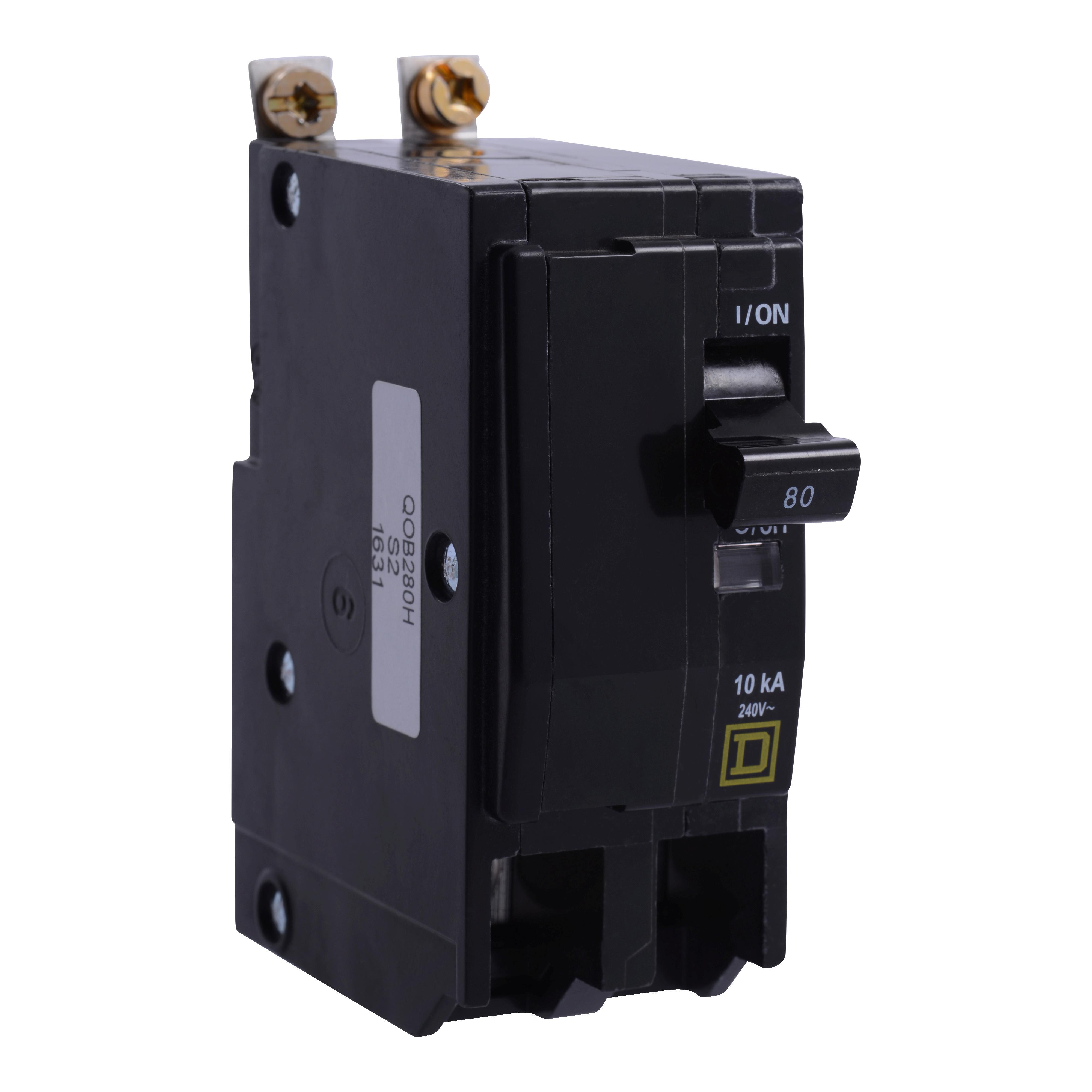Square D™ QO™ QOB2110 Type QOB Miniature Circuit Breaker, 120/240 V AC, 110 A, 10 kA at 120/240 V AC Interrupt, 2 Poles, Thermal Magnetic Trip