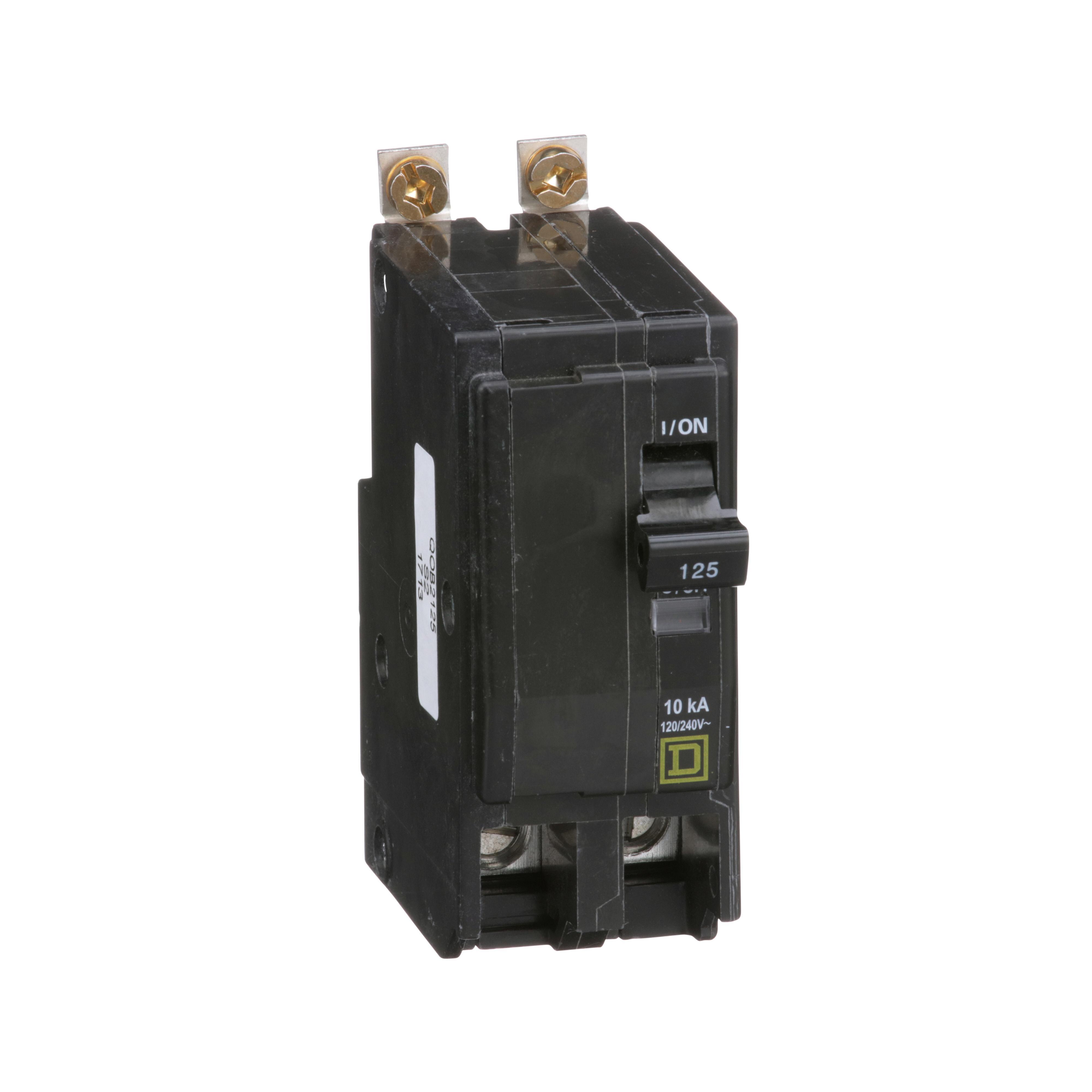 Square D™ QO™ QOB2125 Standard Miniature Circuit Breaker, 120/240 V AC, 125 A, 10 kA Interrupt, 2 Poles, Thermal Magnetic Trip