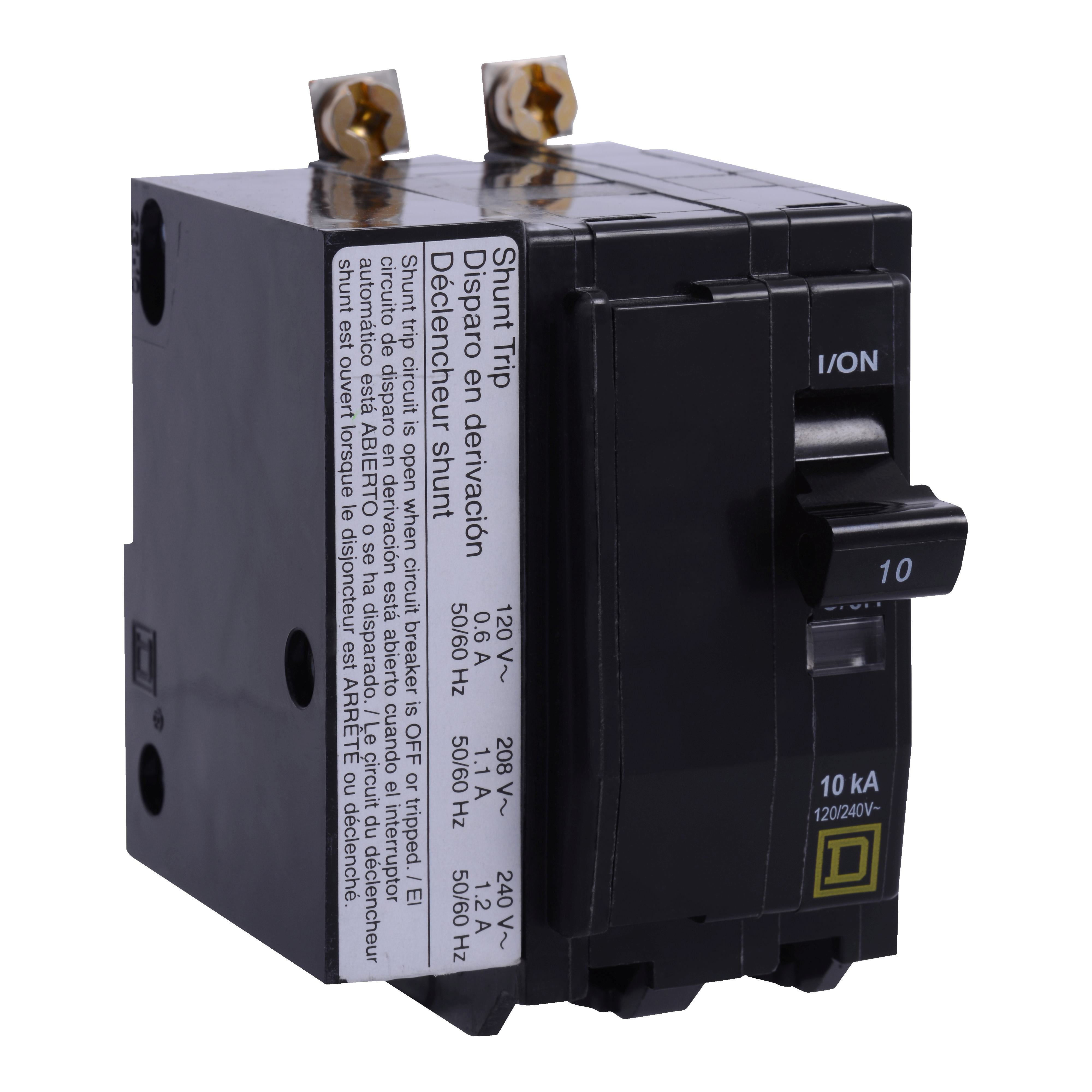 Square D™ QO™ QOB2251021 Type QOB Standard Miniature Circuit Breaker, 120/240 V AC, 25 A, 10 kA Interrupt, 2 Poles, Thermal Magnetic Trip