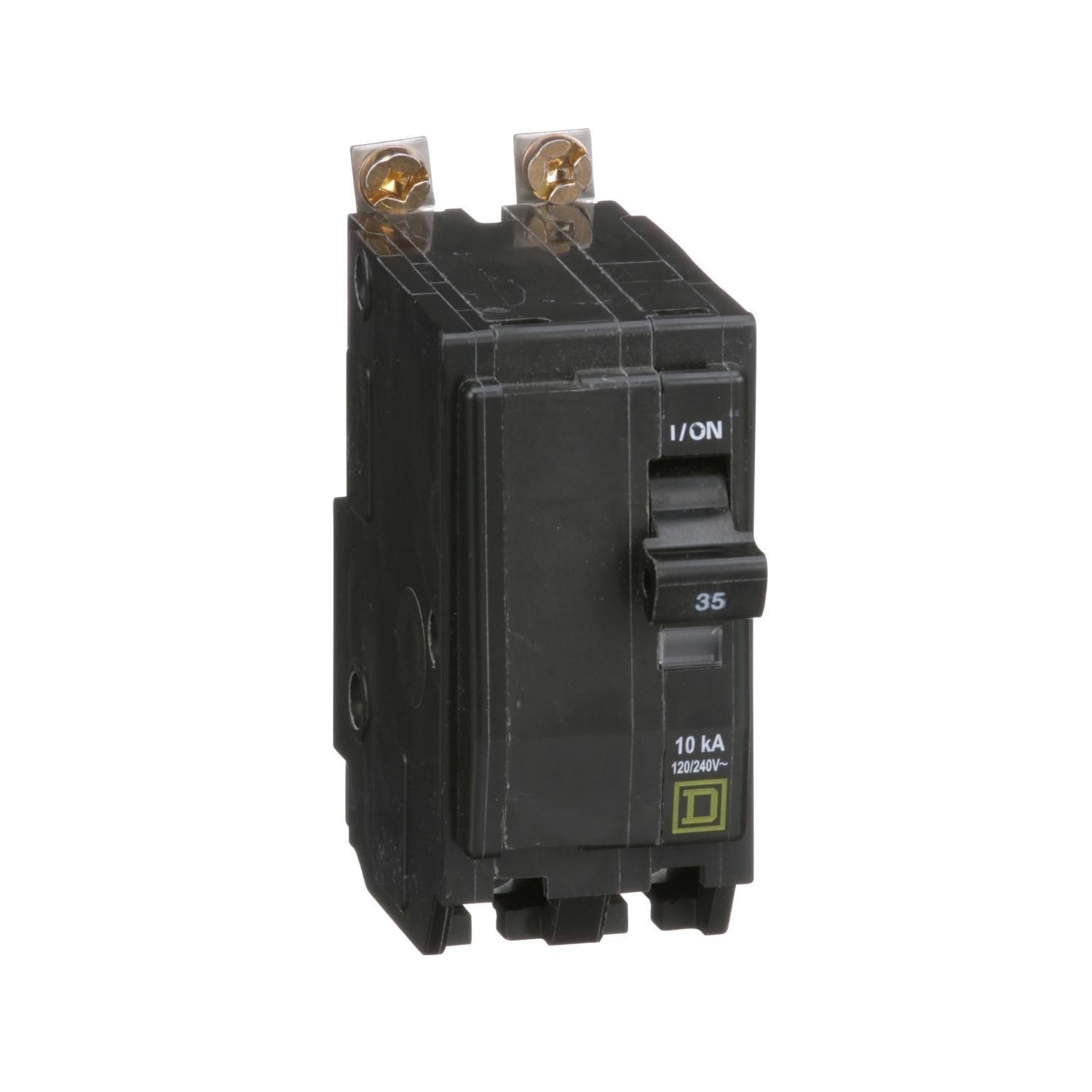 Square D™ QO™ QOB235 Standard Miniature Circuit Breaker, 120/240 V AC, 35 A, 10 kA Interrupt, 2 Poles, Thermal Magnetic Trip