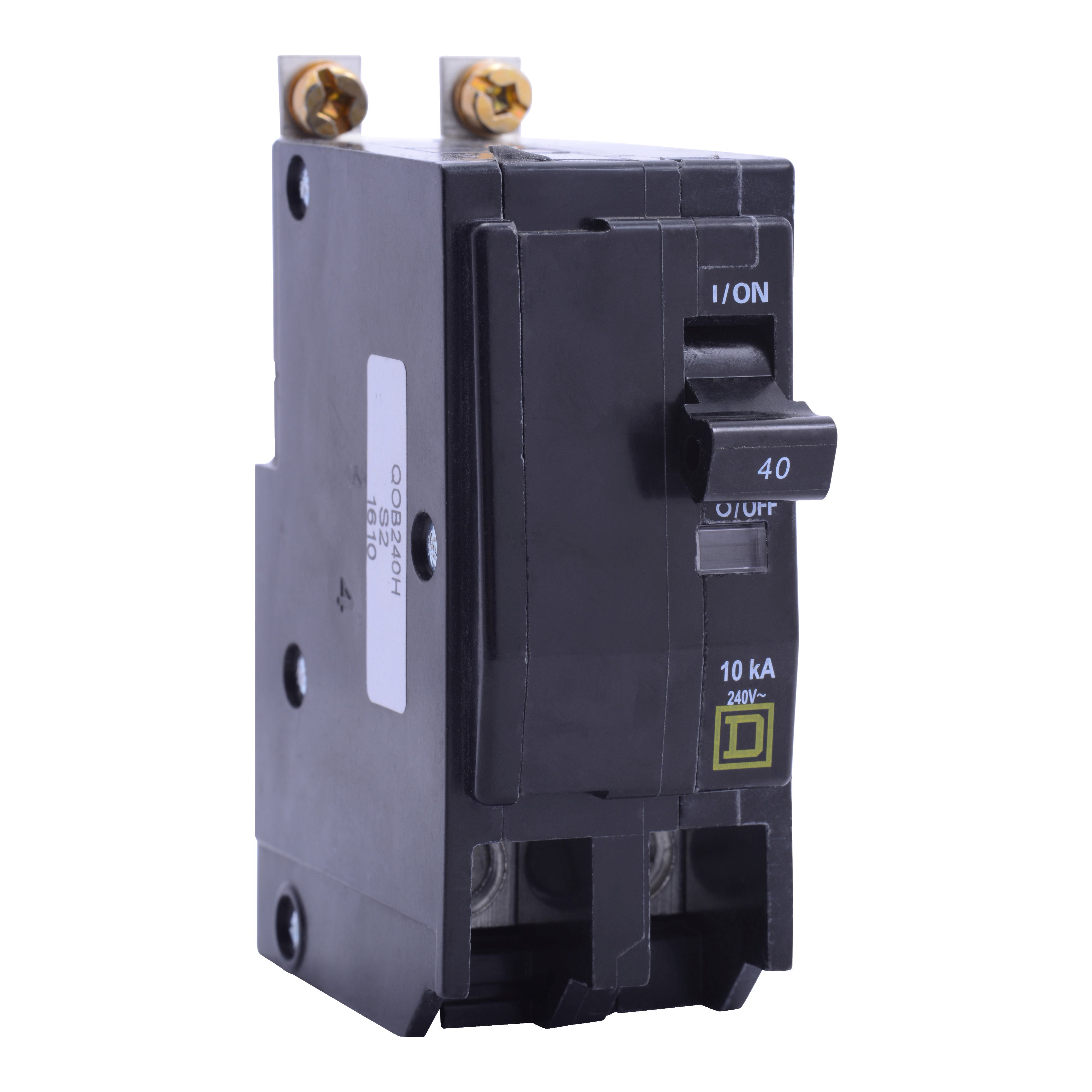Square D™ QO™ QOB260H Type QOB-H Miniature Circuit Breaker, 240 V AC, 60 A, 10 kA at 120/240 V AC Interrupt, 2 Poles, Thermal Magnetic Trip