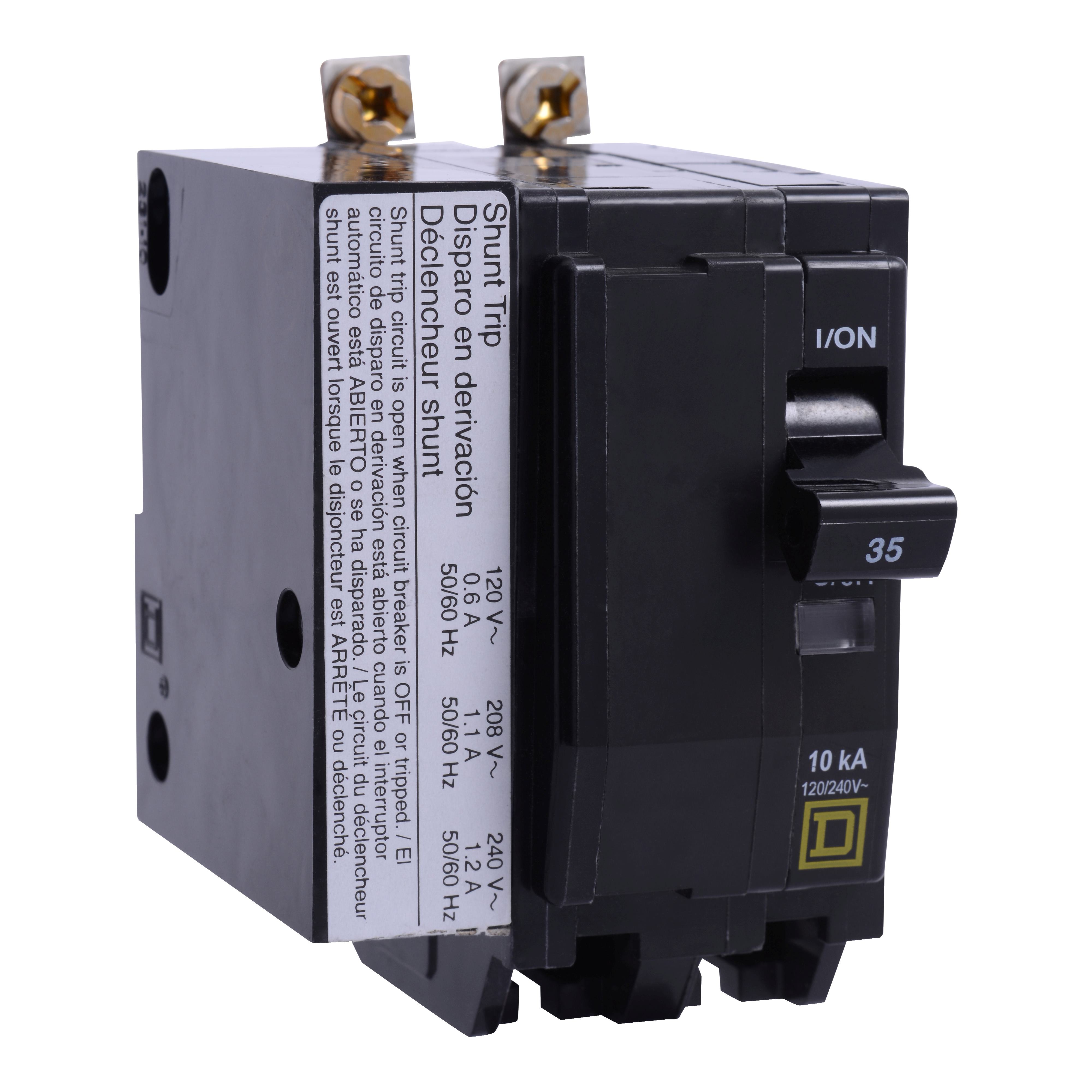 Square D™ QO™ QOB250VH1021 Type QOB-VH Standard Miniature Circuit Breaker, 120/240 V AC, 50 A, 22 kA Interrupt, 2 Poles, Thermal Magnetic Trip