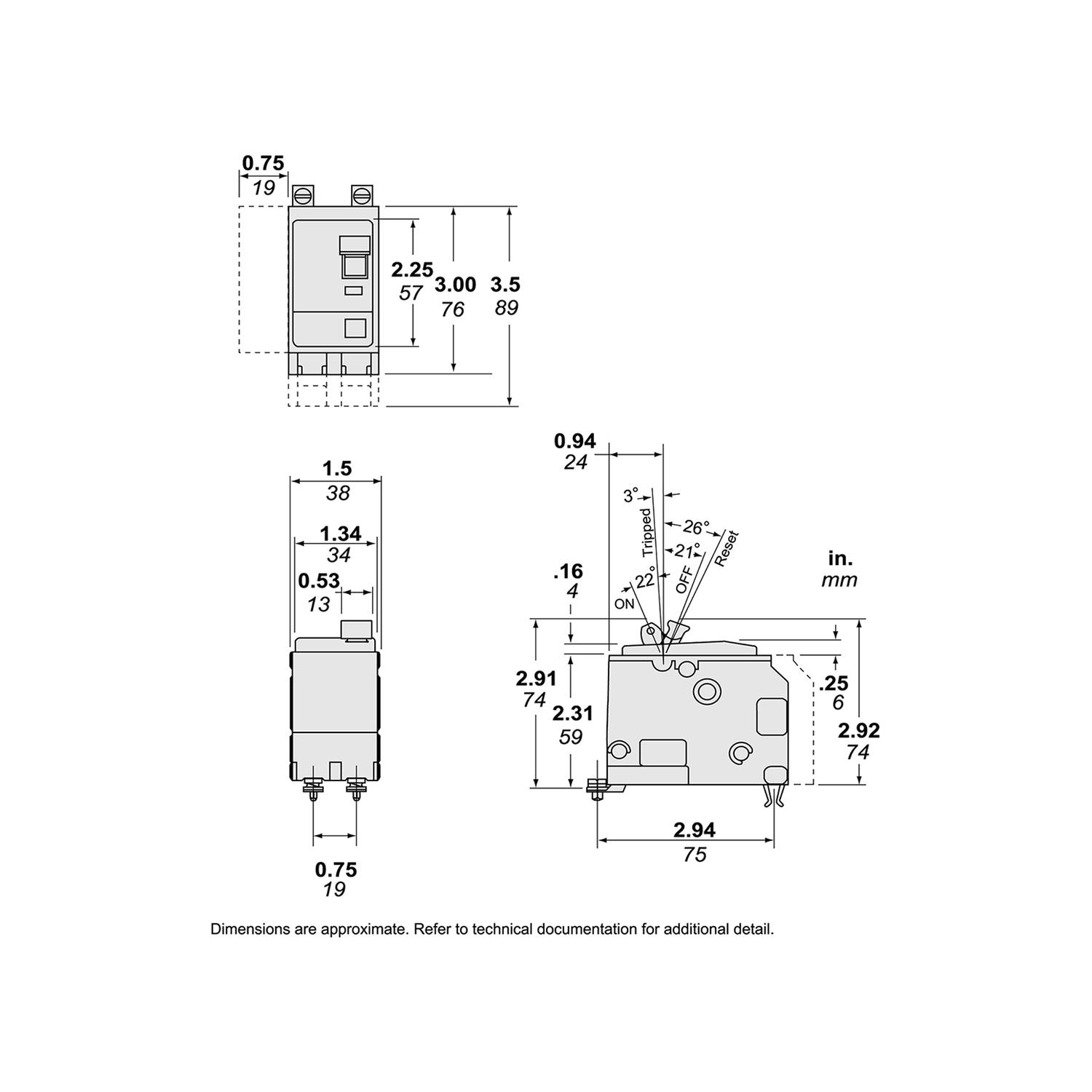 Square D™ QOB270CP Miniature Circuit Breakers