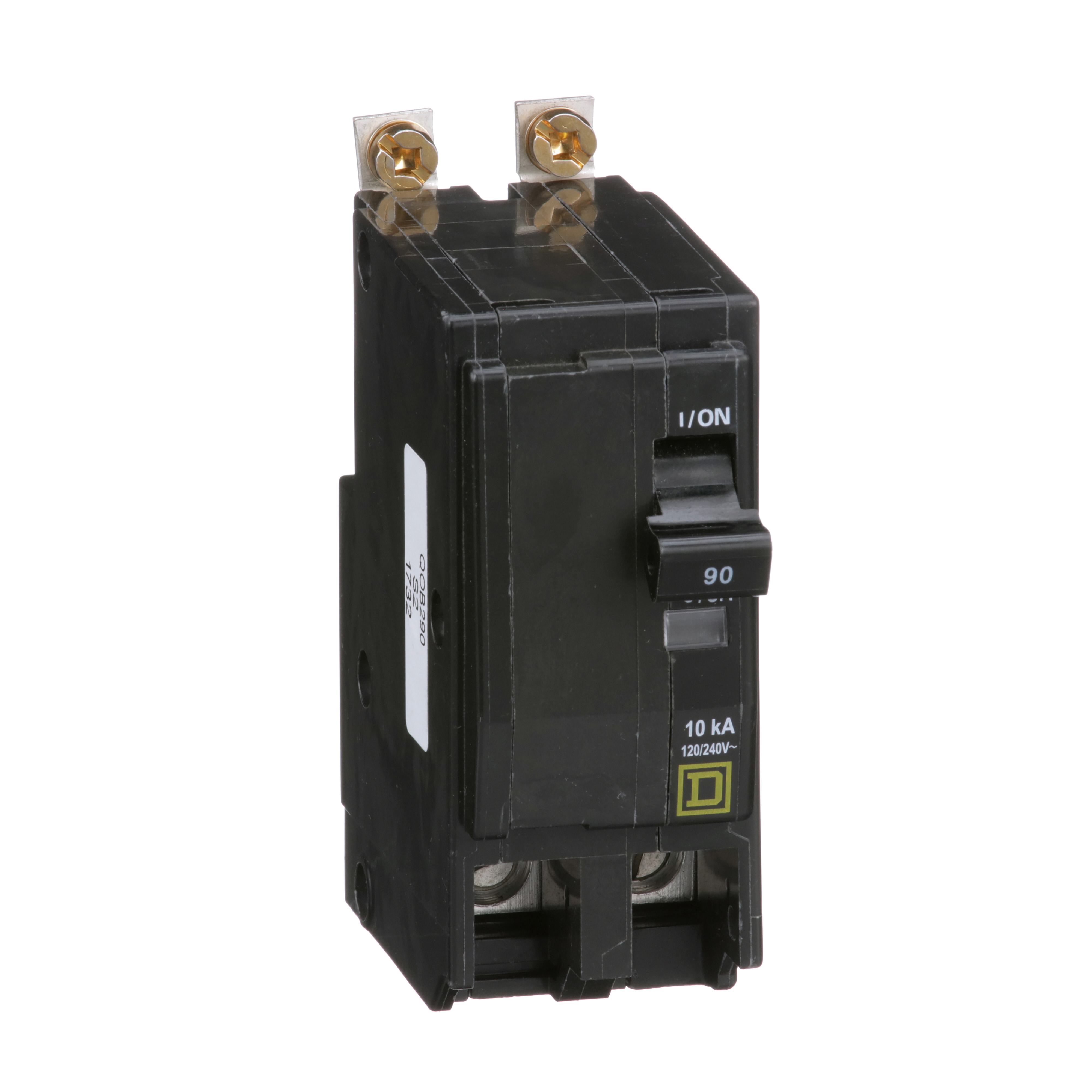 Square D™ QO™ QOB290 Standard Miniature Circuit Breaker, 120/240 V AC, 90 A, 10 kA Interrupt, 2 Poles, Thermal Magnetic Trip