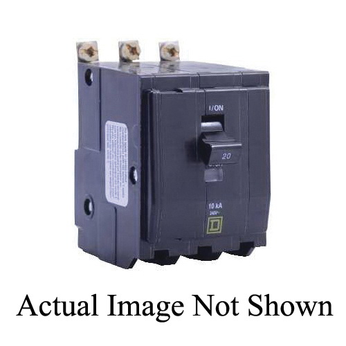 Square D™ QO® QOB310 Type QOB Standard Miniature Circuit Breaker, 120/240 VAC, 48 VDC, 10 A, 10 kA Interrupt, 3 Poles, Thermal Magnetic Trip