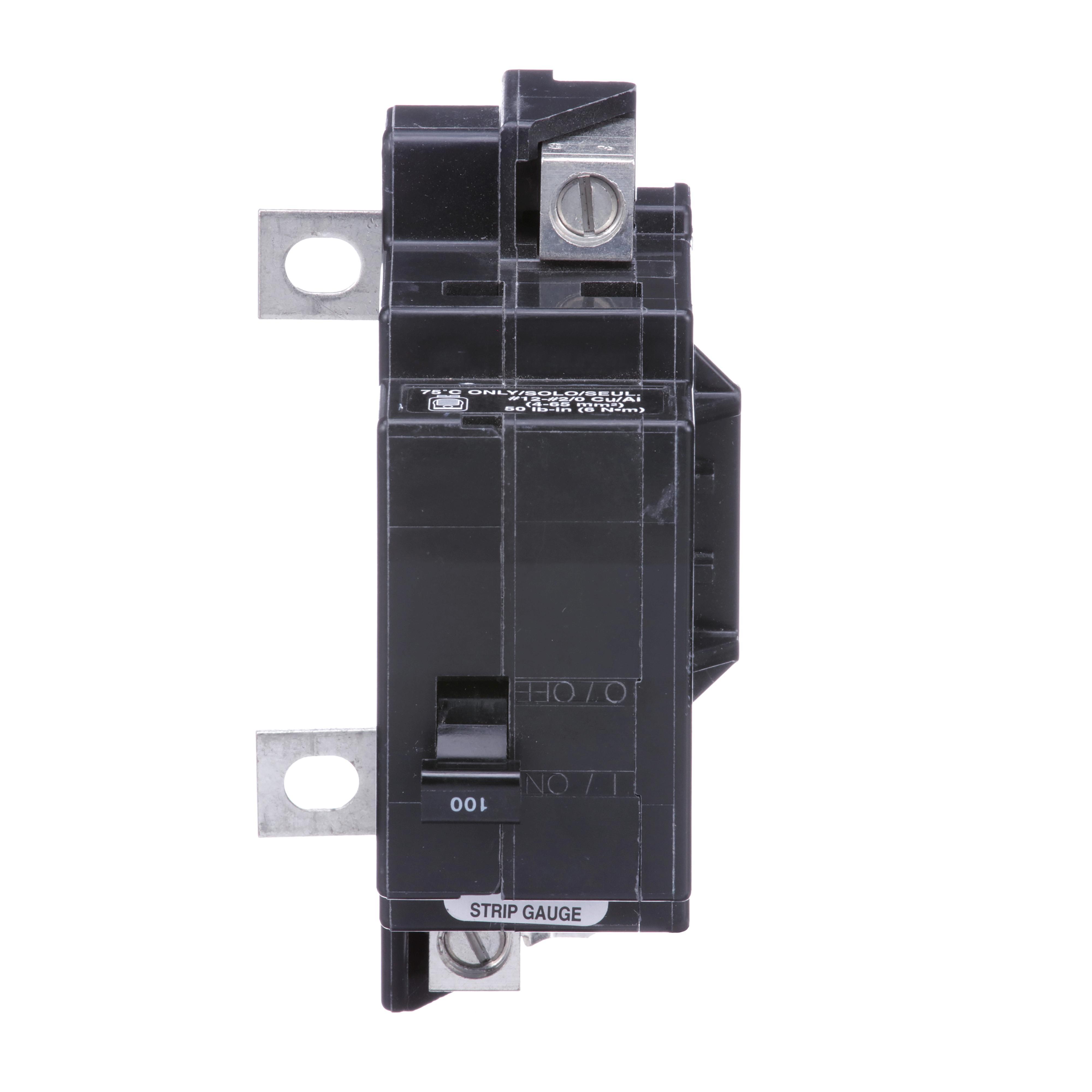 Square D™ QOM100VH Standard 2-Pole Miniature Circuit Breaker, 240 V AC, 100 A, 22 kA Interrupt, 2 Poles, Thermal Magnetic Trip