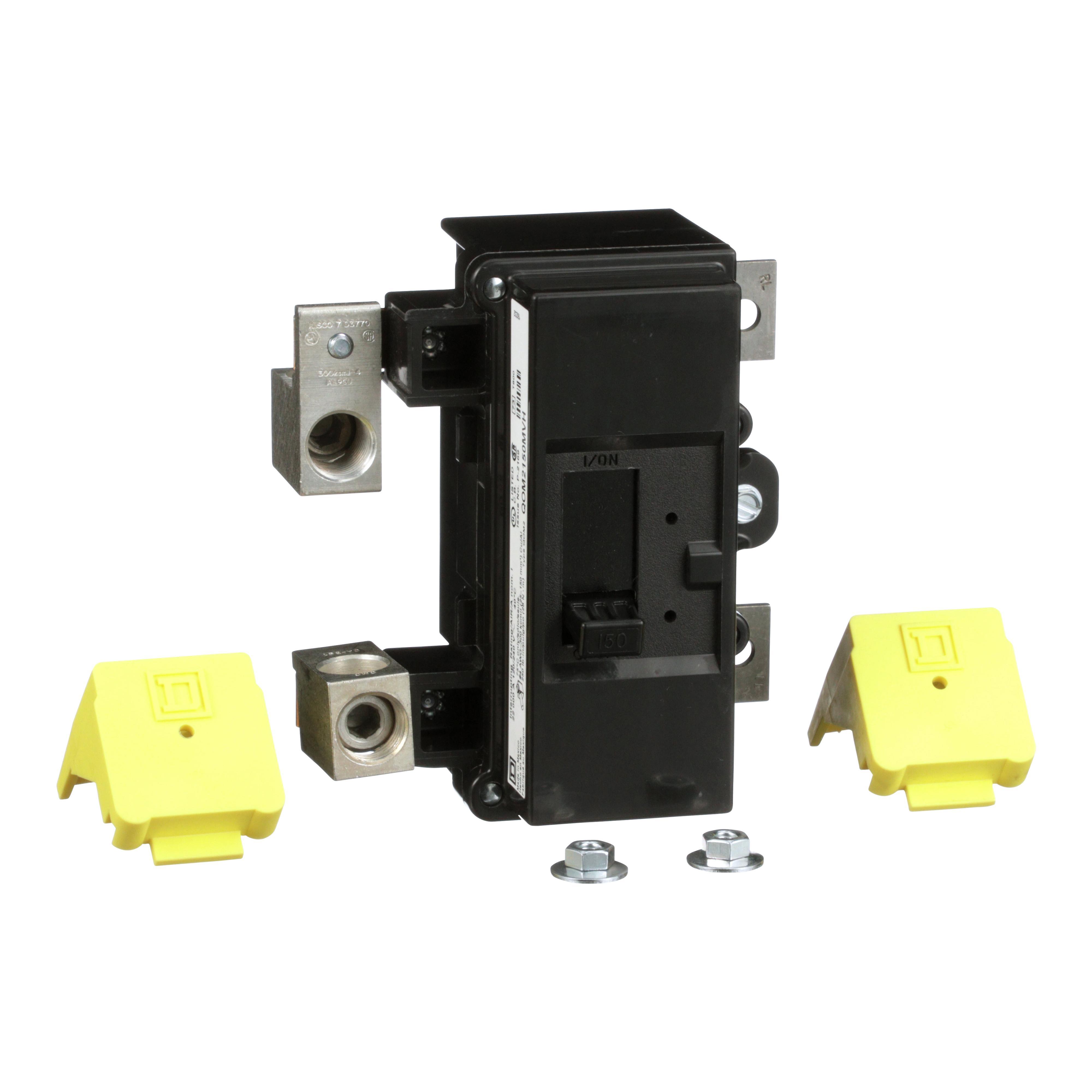 Square D™ QO™ QOM2150MVH Type QOM Miniature Circuit Breaker, 120/240 V AC, 150 A, 22 kA Interrupt, 2 Poles, Thermal Magnetic Trip