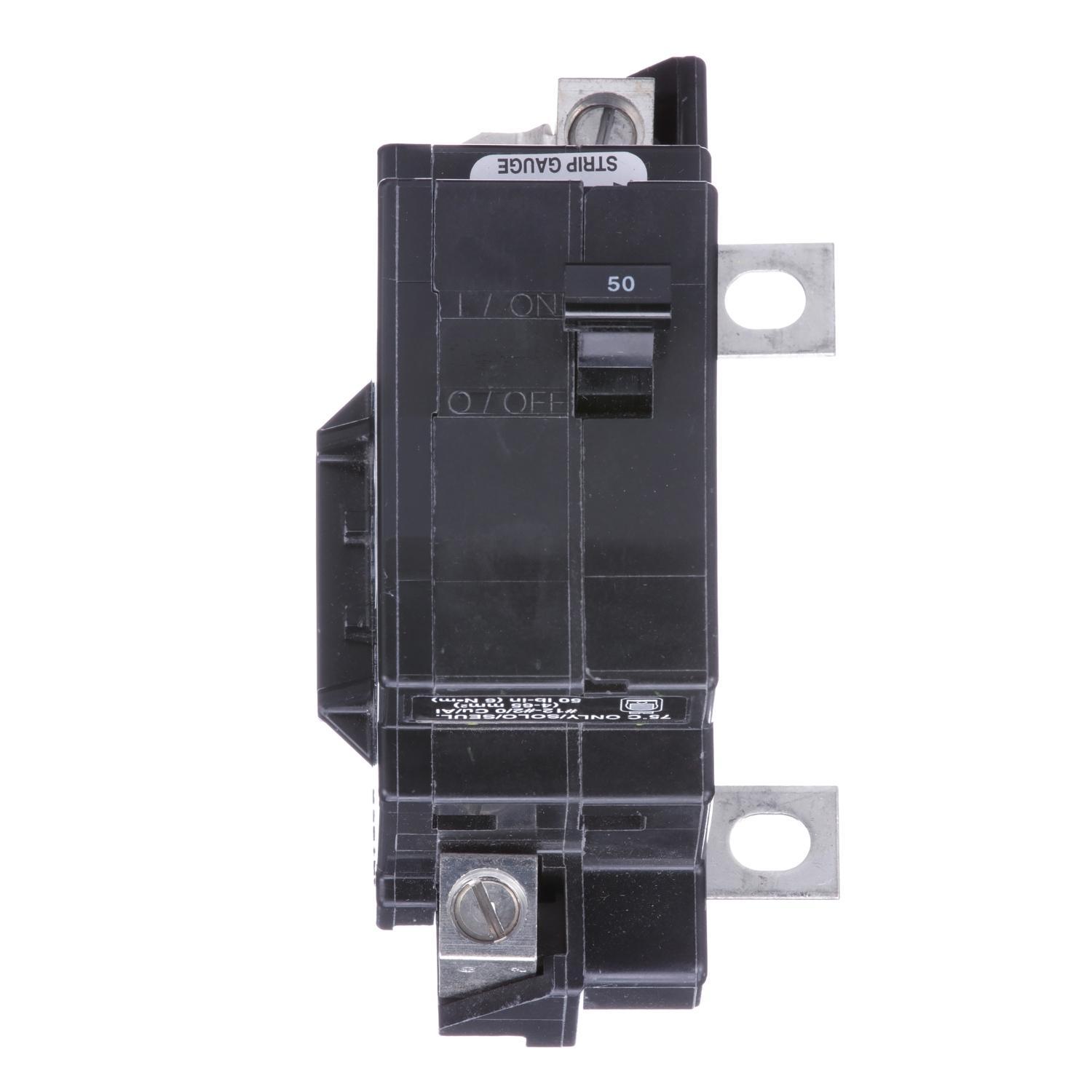 Square D™ QO™ QOM50VH Standard Miniature Circuit Breaker, 240 V AC, 50 A, 22 kA Interrupt, 2 Poles, Thermal Magnetic Trip