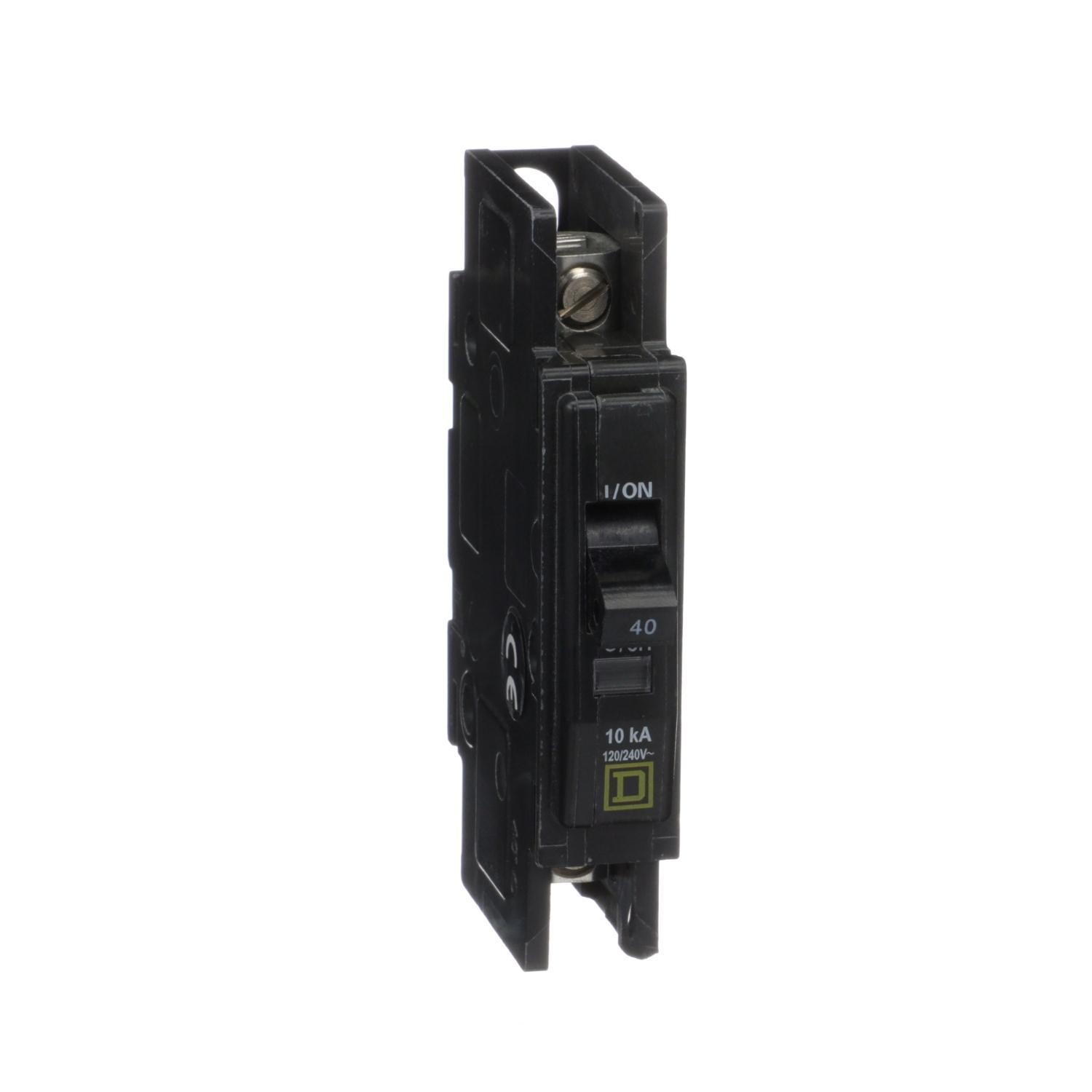 Square D™ QOU140 Type QOU Standard Miniature Circuit Breaker, 120/240 V AC, 40 A, 10 kA at 120/240 V AC, 5 kA at 48 VDC Interrupt, 1 Pole, Thermal Magnetic Trip