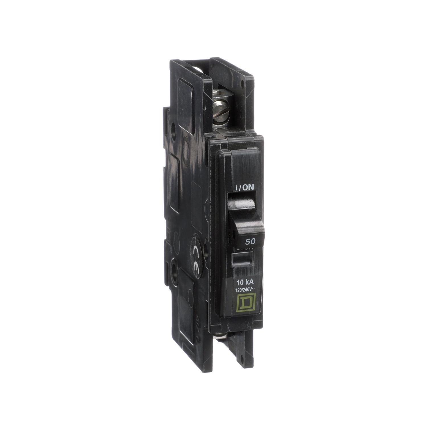 Square D™ QOU150 Type QOU Standard Miniature Circuit Breaker, 120/240 V AC, 50 A, 10 kA Interrupt, 1 Pole, Thermal Magnetic Trip