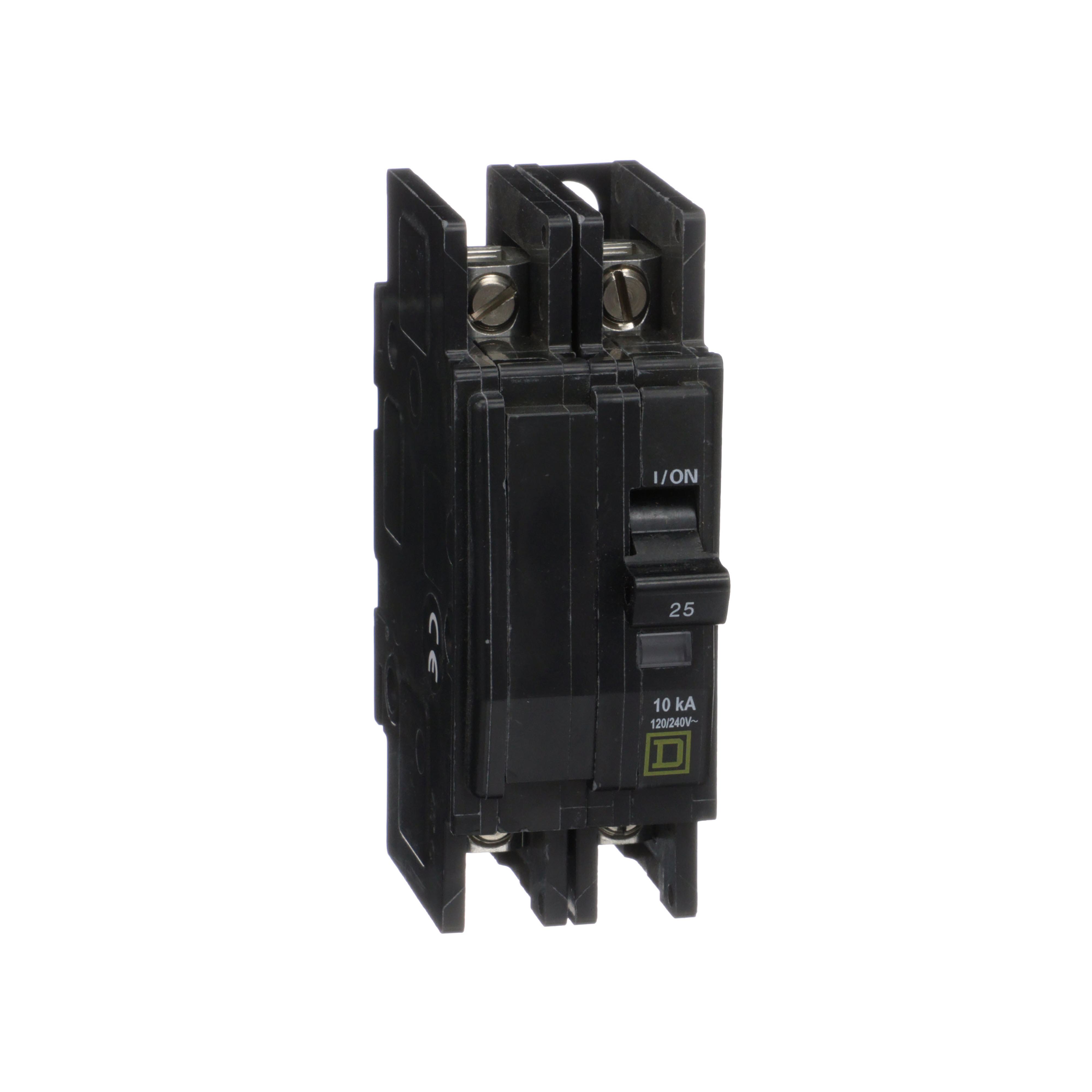 Square D™ QO™ QOU225 Type QOU Standard Unit Mount Miniature Circuit Breaker, 120/240 V AC, 25 A, 10 kA Interrupt, 2 Poles, Thermal Magnetic Trip