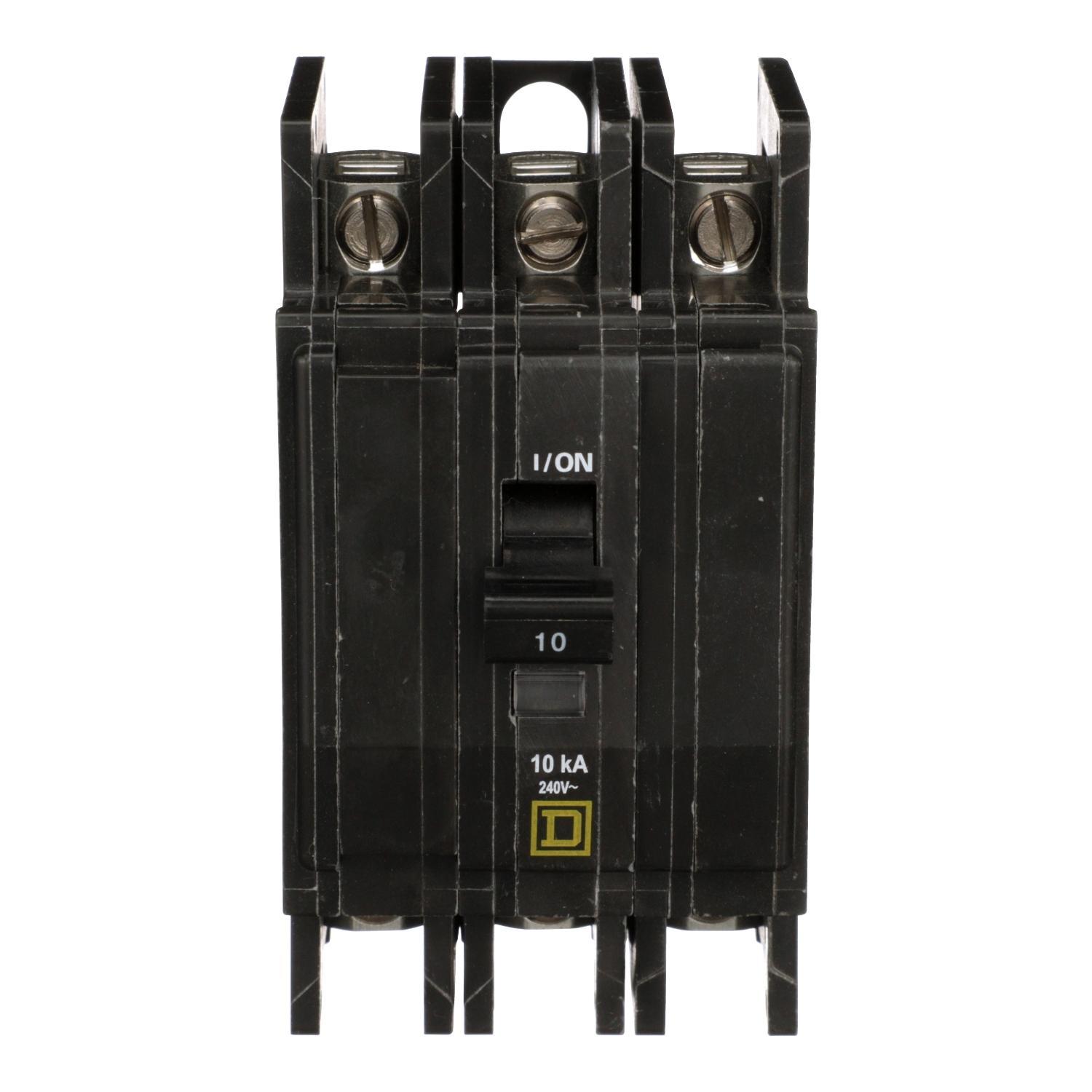 Square D™ QOU310 Type QOU Standard Miniature Circuit Breaker, 240 V AC, 10 A, 10 kA Interrupt, 3 Poles, Thermal Magnetic Trip