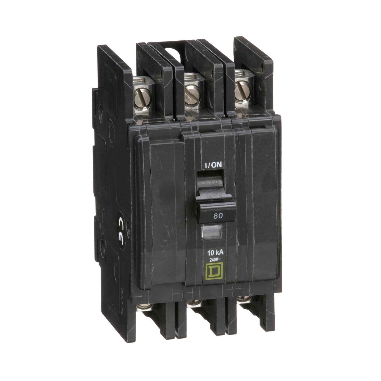 Square D™ QO™ QOU360 Type QOU Standard Unit Mount Miniature Circuit Breaker, 240 V AC, 60 A, 10 kA Interrupt, 3 Poles, Thermal Magnetic Trip