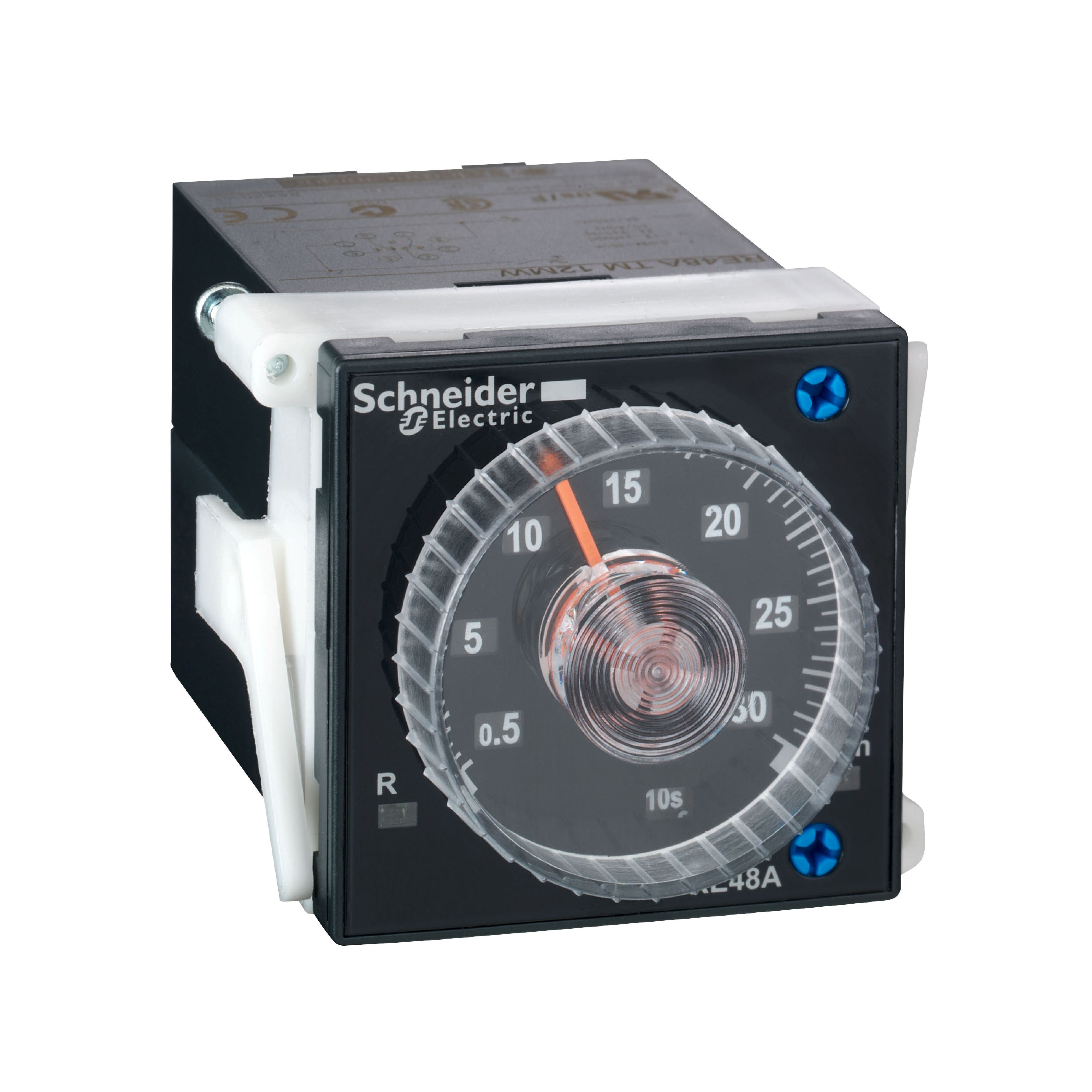 Square D™ Zelio™ RE48ATM12MW Modular Electronic Timing Relay, 0.02 s to 300 hr Setting, 250 V AC, 8 Pin, 2CO 2 Form C SPDT Contact